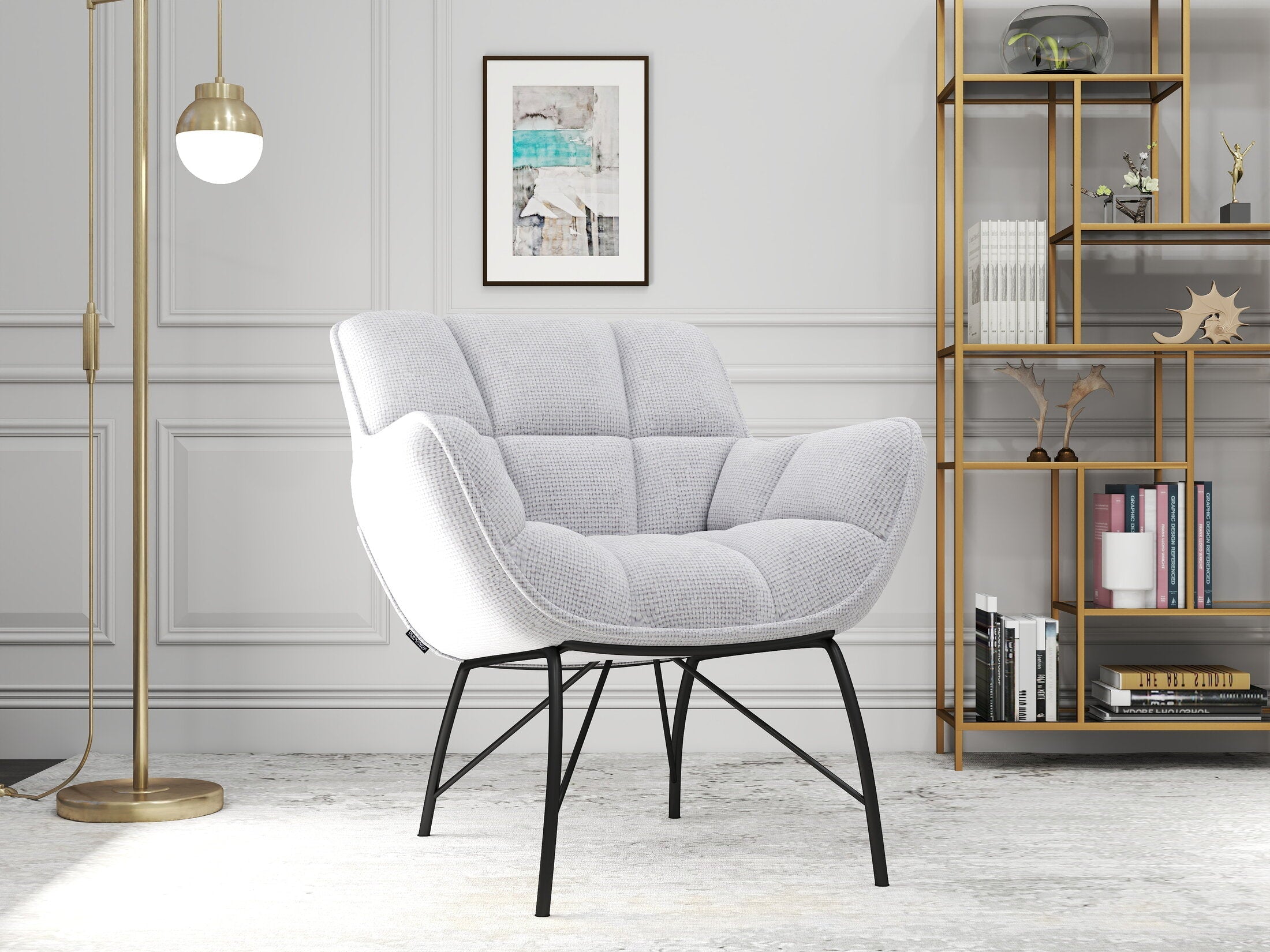 Fotoliu dumonde tapitat Gri modern Sienna 72x79cm
