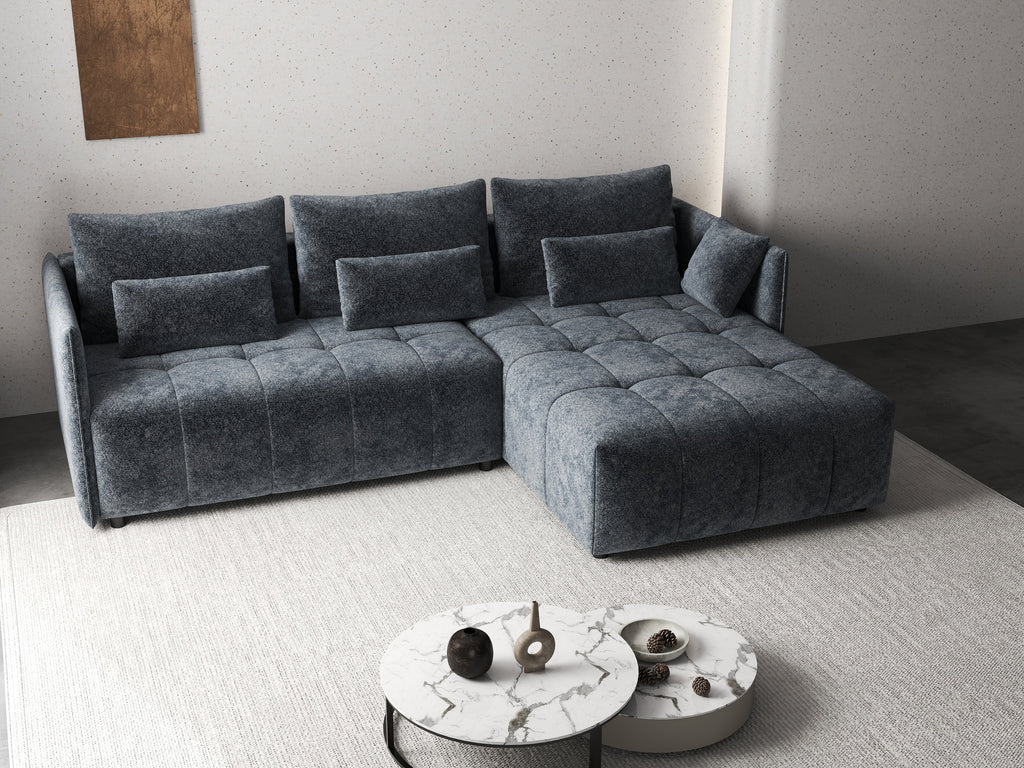 Colțar extensibil dumonde cu ladă de depozitare si sezut confortabil din spuma high-density, Malta Euphoria Grafit II 235x185 cm