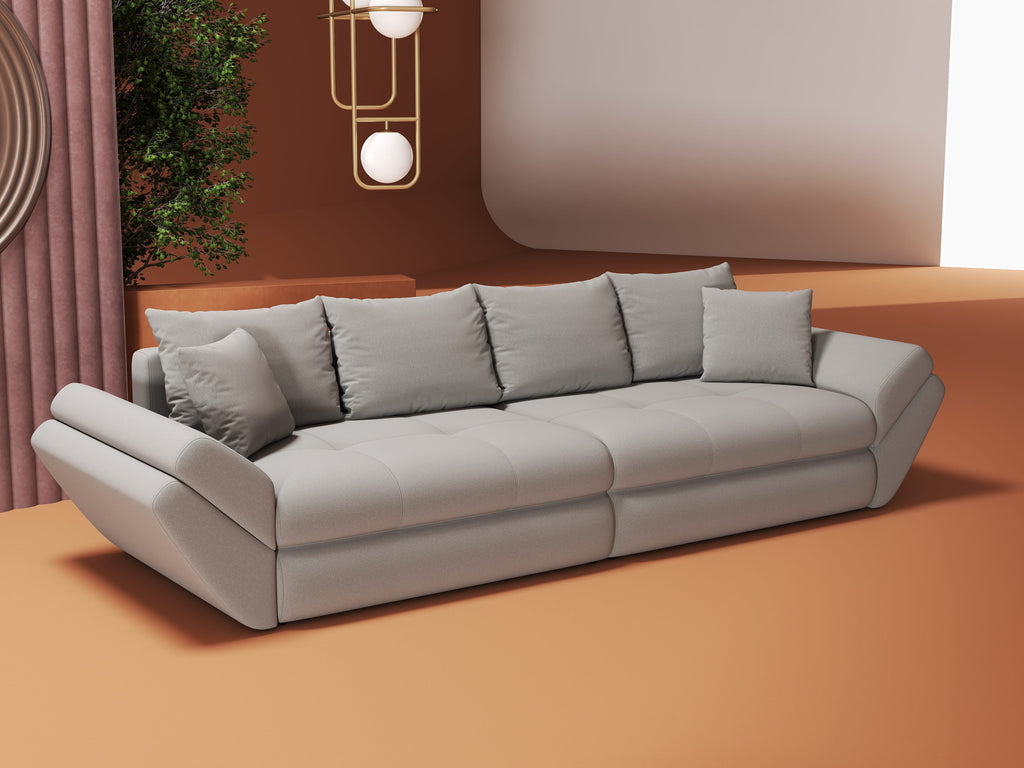 Canapea extensibilă dumonde cu ladă de depozitare si sezut confortabil din spuma high-density, Loana Royal Gri 300x100 cm