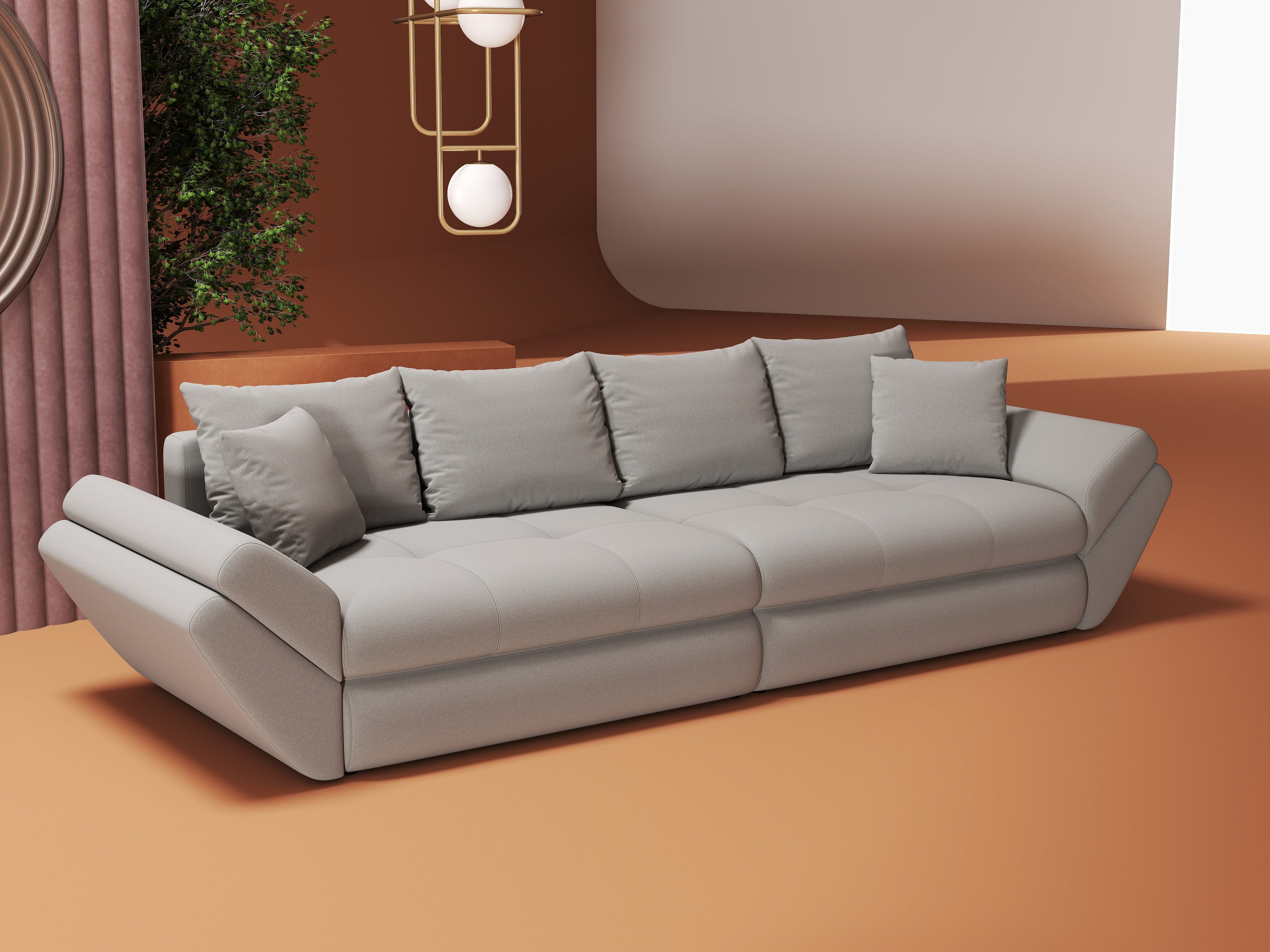 Canapea extensibilă dumonde cu ladă de depozitare si sezut confortabil din spuma high-density, Loana Royal Gri 300x100 cm