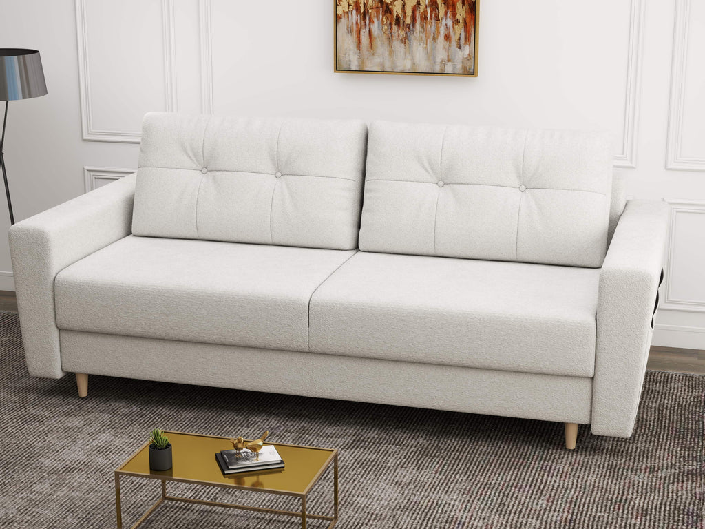Canapea extensibilă dumonde cu ladă de depozitare si sezut confortabil din spuma high-density, Summer Euphoria Ivory 225x100 cm