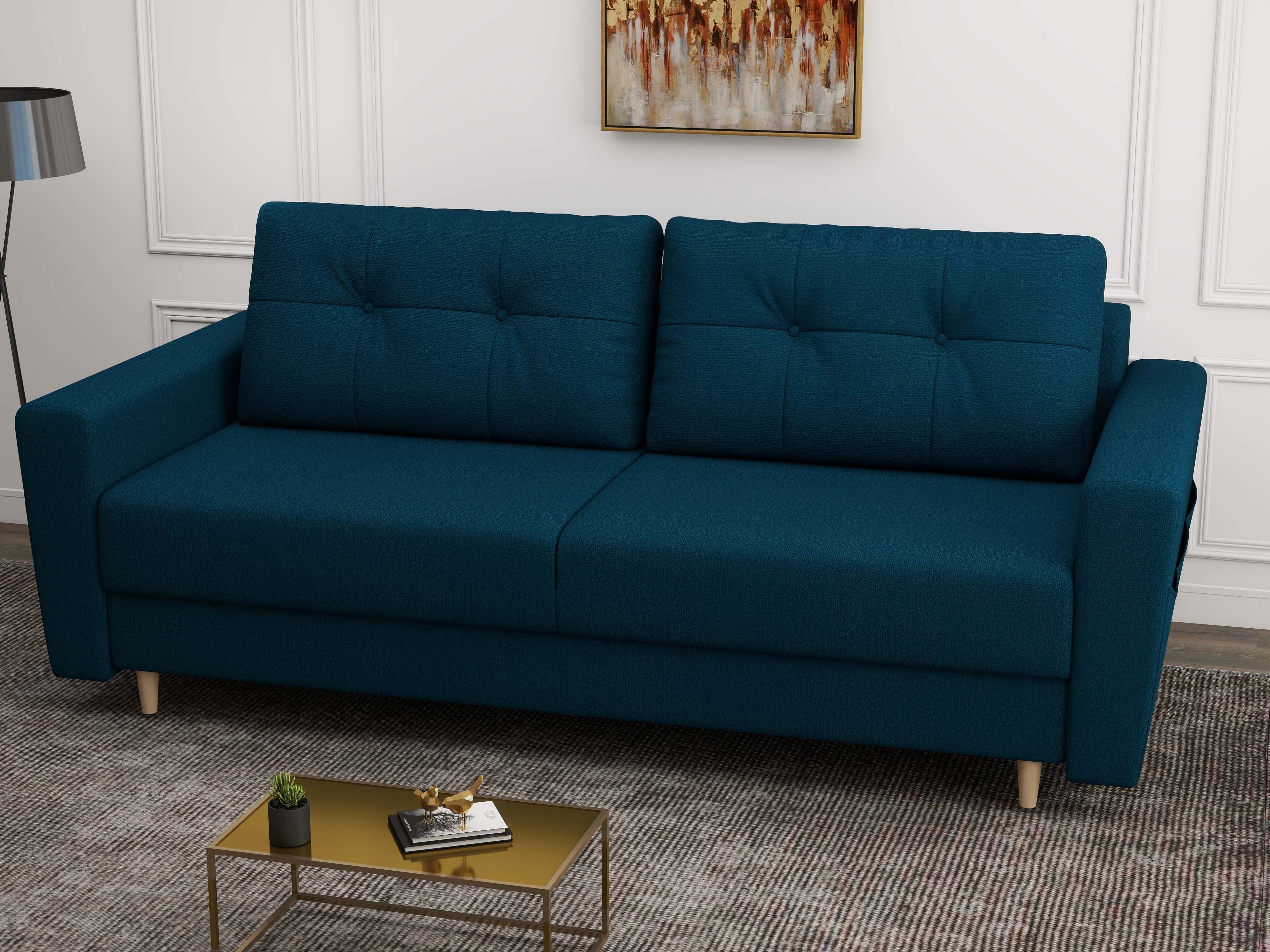 Canapea extensibilă dumonde cu ladă de depozitare si sezut confortabil din spuma high-density, Summer Enjoy Petrol 225x100 cm