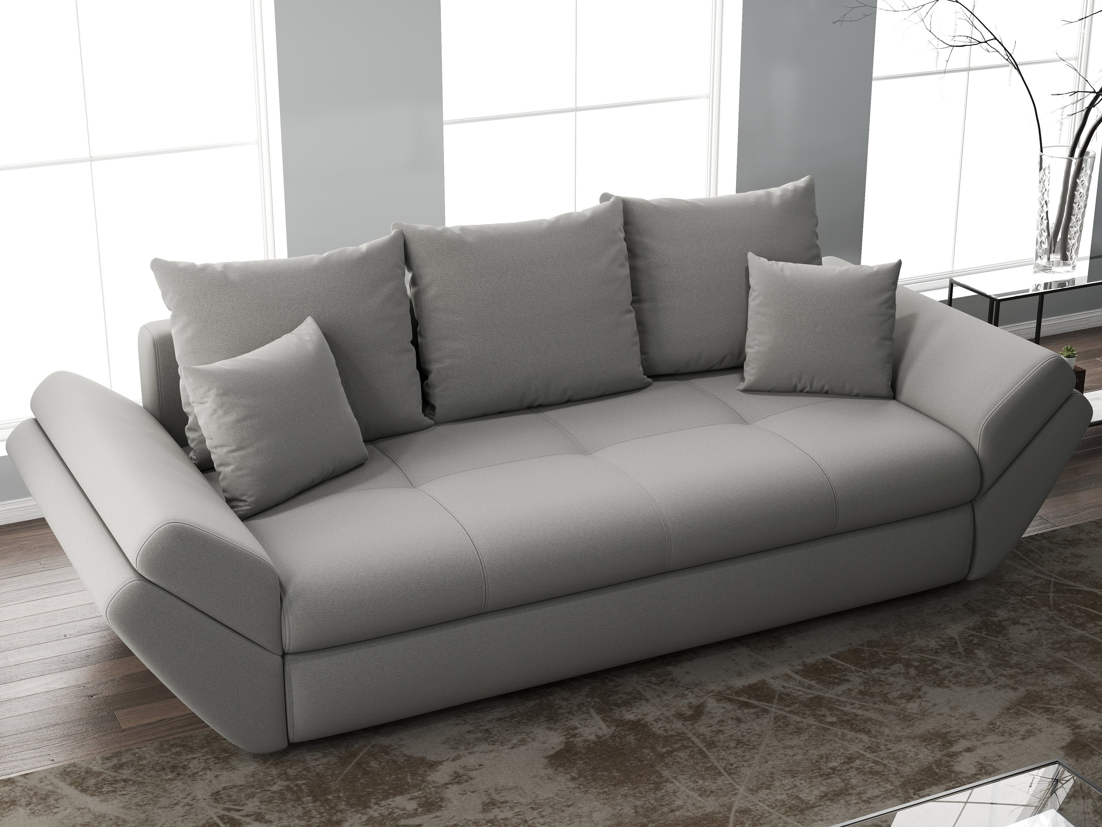 Canapea extensibilă dumonde cu ladă de depozitare si sezut confortabil din spuma high-density, Loana Royal Grey 250x100 cm