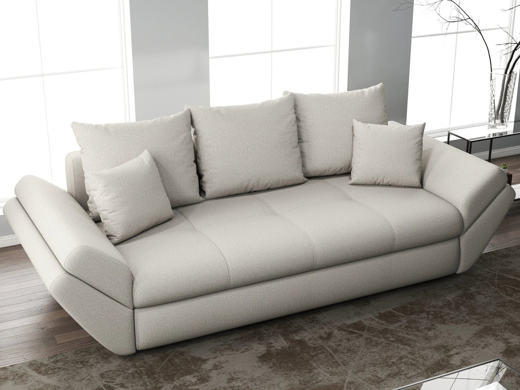 Canapea extensibilă dumonde cu ladă de depozitare si sezut confortabil din spuma high-density, Loana Enjoy Bej 250x100 cm
