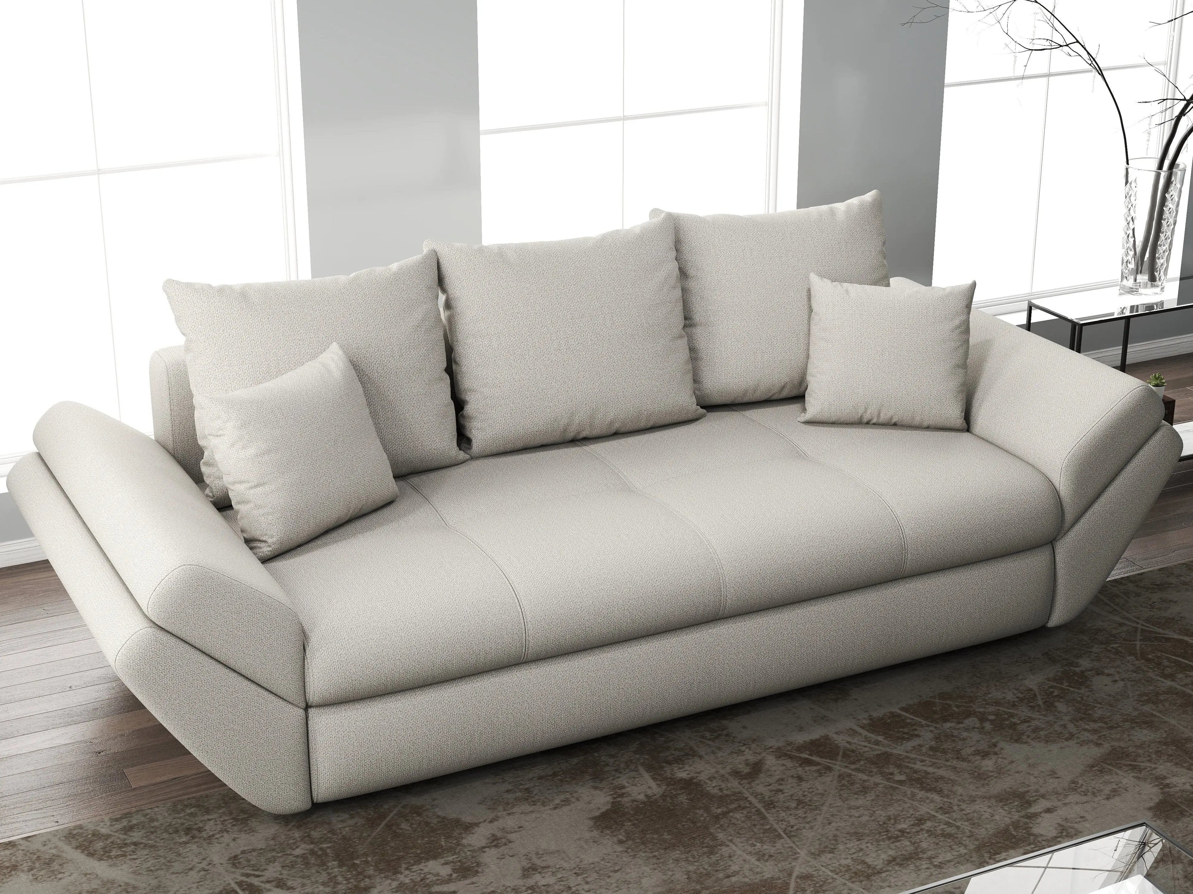 Canapea extensibilă dumonde cu ladă de depozitare si sezut confortabil din spuma high-density, Loana Enjoy Bej 250x100 cm