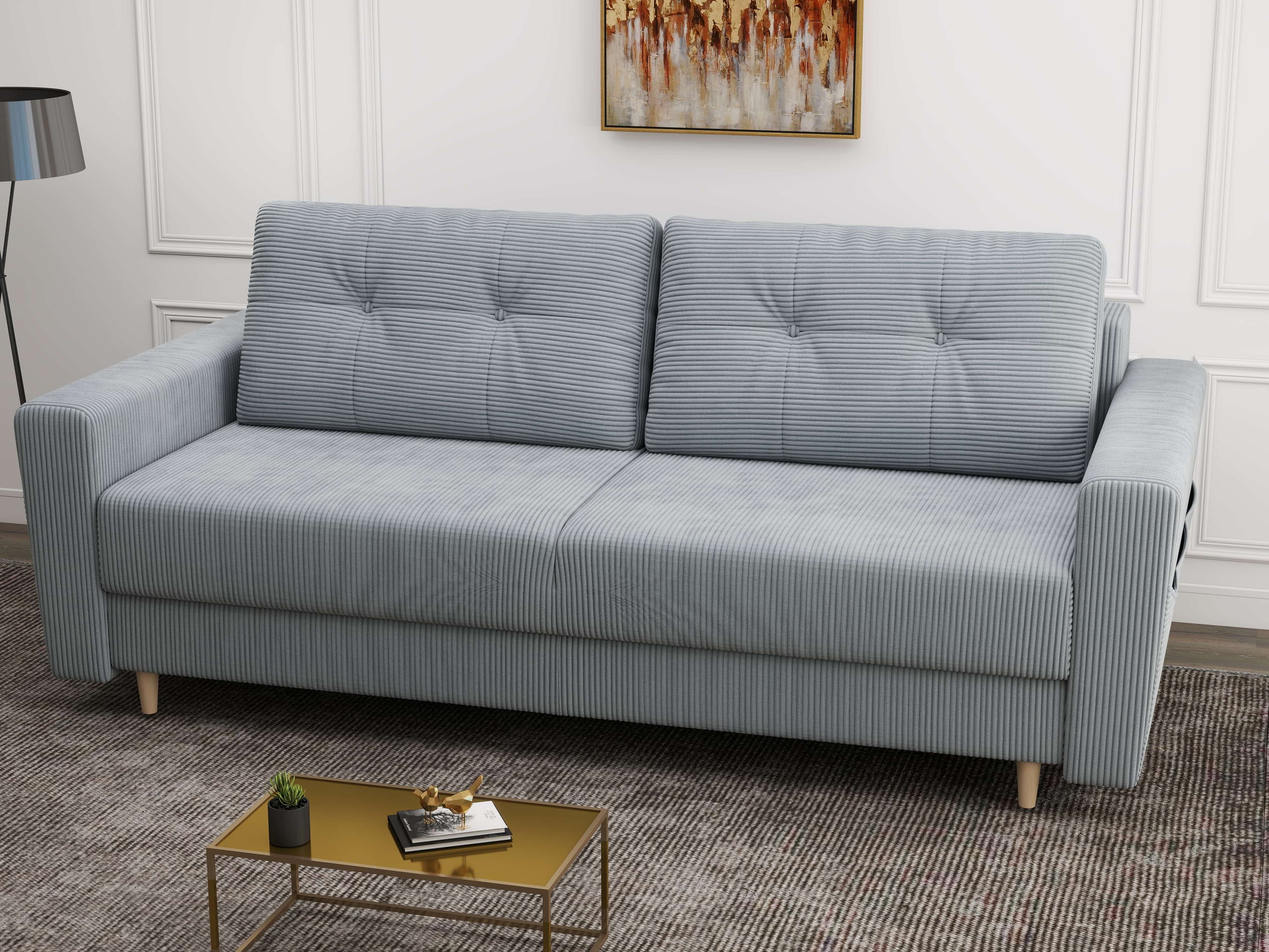 Canapea extensibilă dumonde cu ladă de depozitare si sezut confortabil din spuma high-density, Summer Zoom Grey 225x100 cm