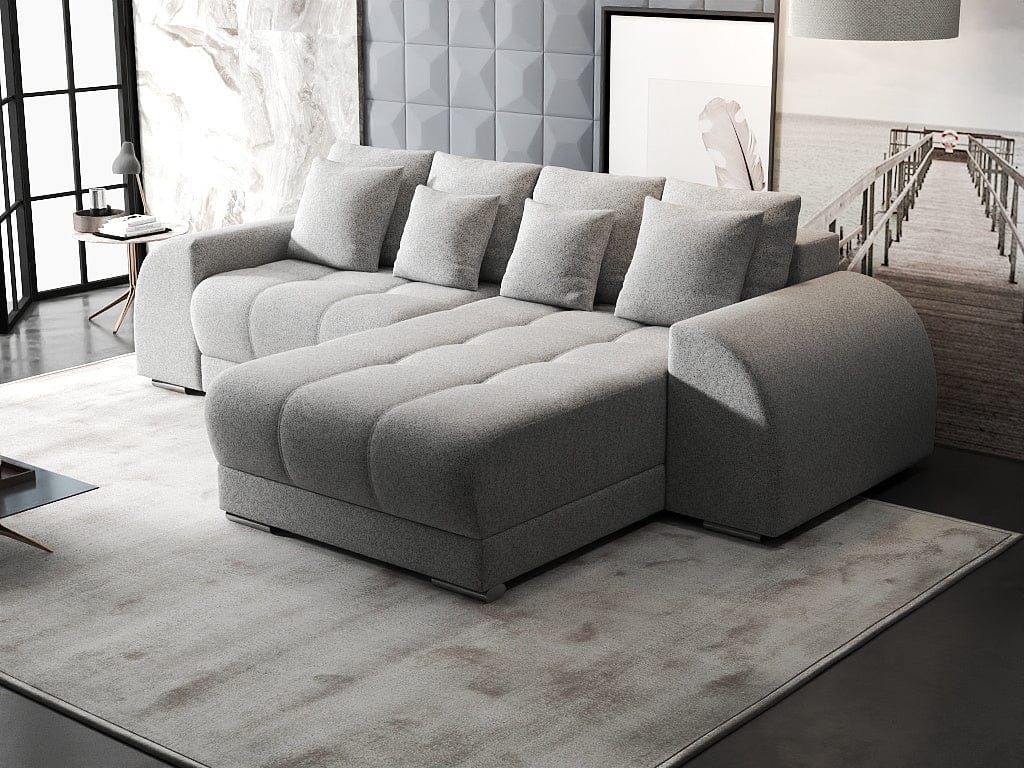 Colțar extensibil dumonde cu ladă de depozitare si sezut confortabil din spuma high-density, Verona Euphoria Dove II 290x185 cm