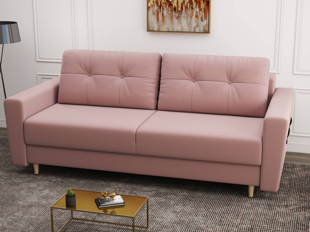 Canapea extensibilă dumonde cu ladă de depozitare si sezut confortabil din spuma high-density, Summer Royal Roz 225x100 cm