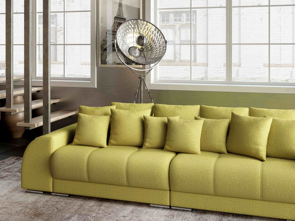 Canapea extensibilă dumonde cu 2 lăzi de depozitare si sezut confortabil din spuma high-density, Verona Enjoy Green 310x100 cm