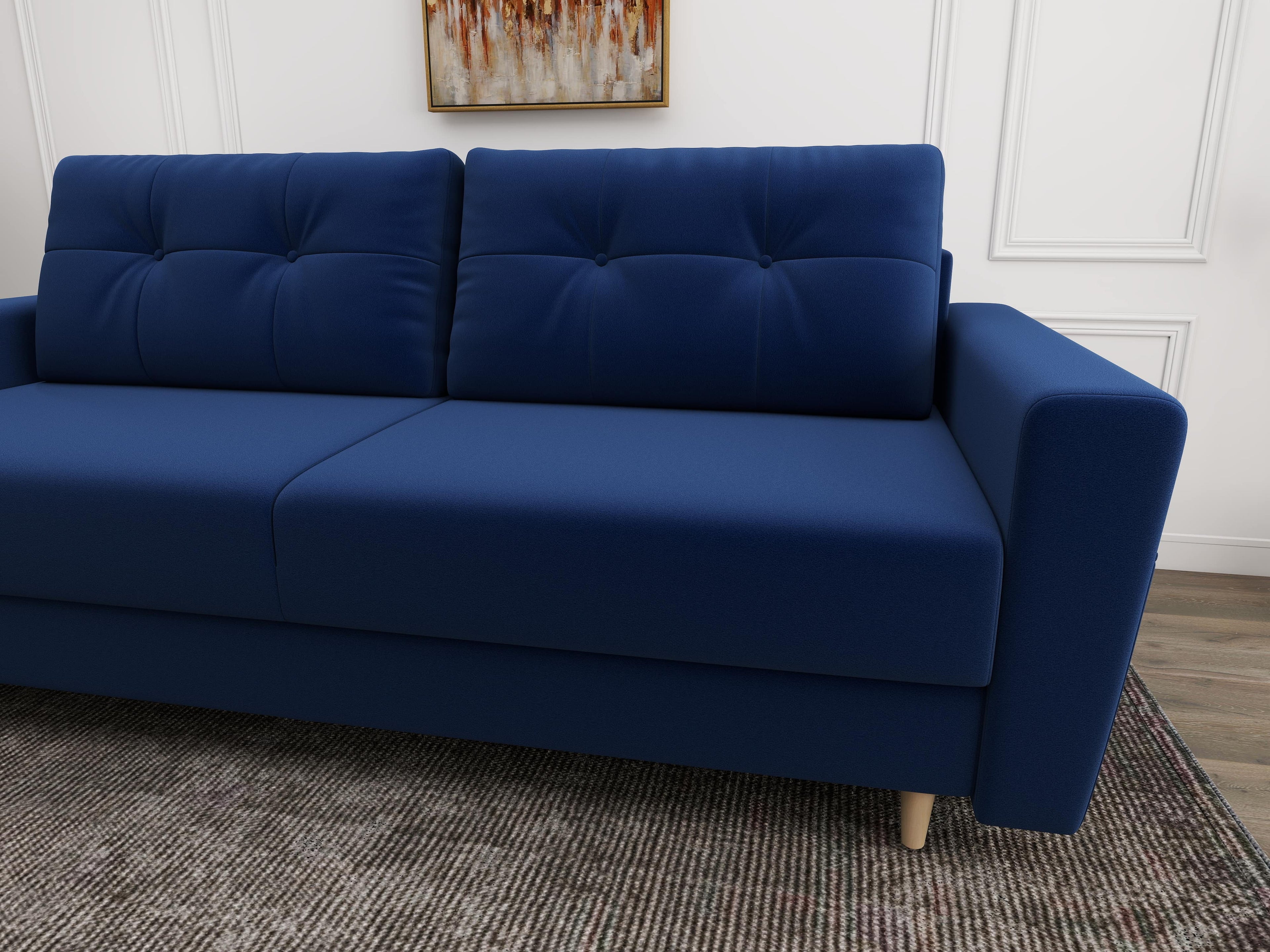 Canapea extensibilă dumonde cu ladă de depozitare si sezut confortabil din spuma high-density, Summer Royal Albastru 225x100 cm