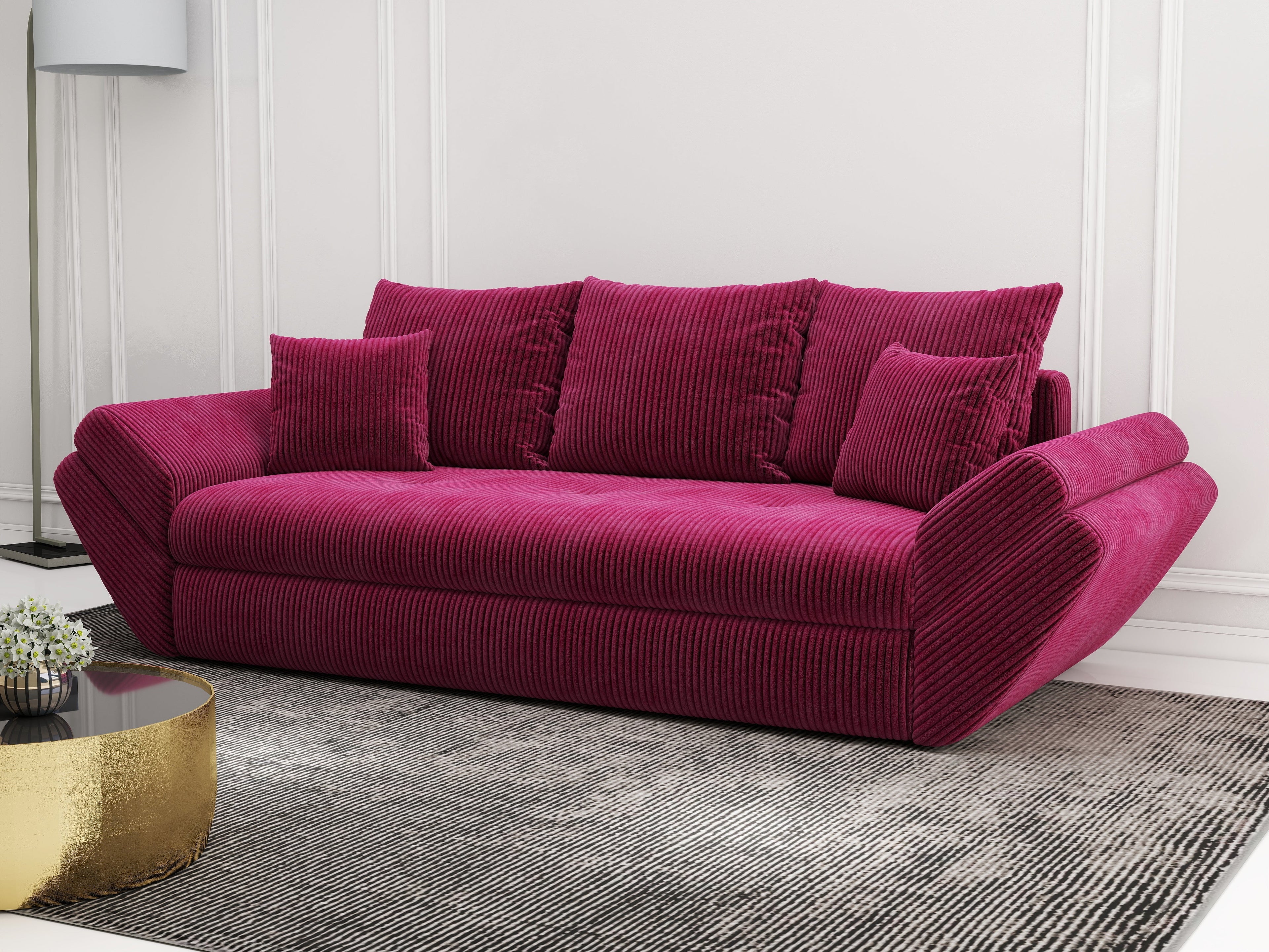 Canapea extensibilă dumonde cu ladă de depozitare si sezut confortabil din spuma high-density, Loana Zoom Rosu 250x100 cm