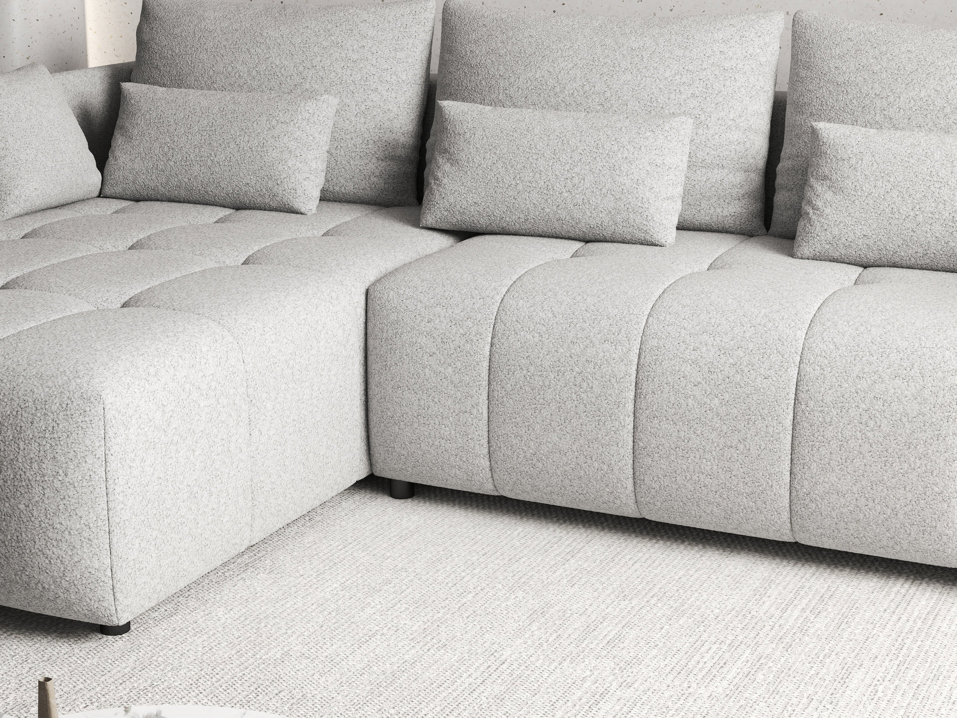 Colțar extensibil dumonde cu ladă de depozitare si sezut confortabil din spuma high-density, Malta Euphoria Dove II 235x185 cm