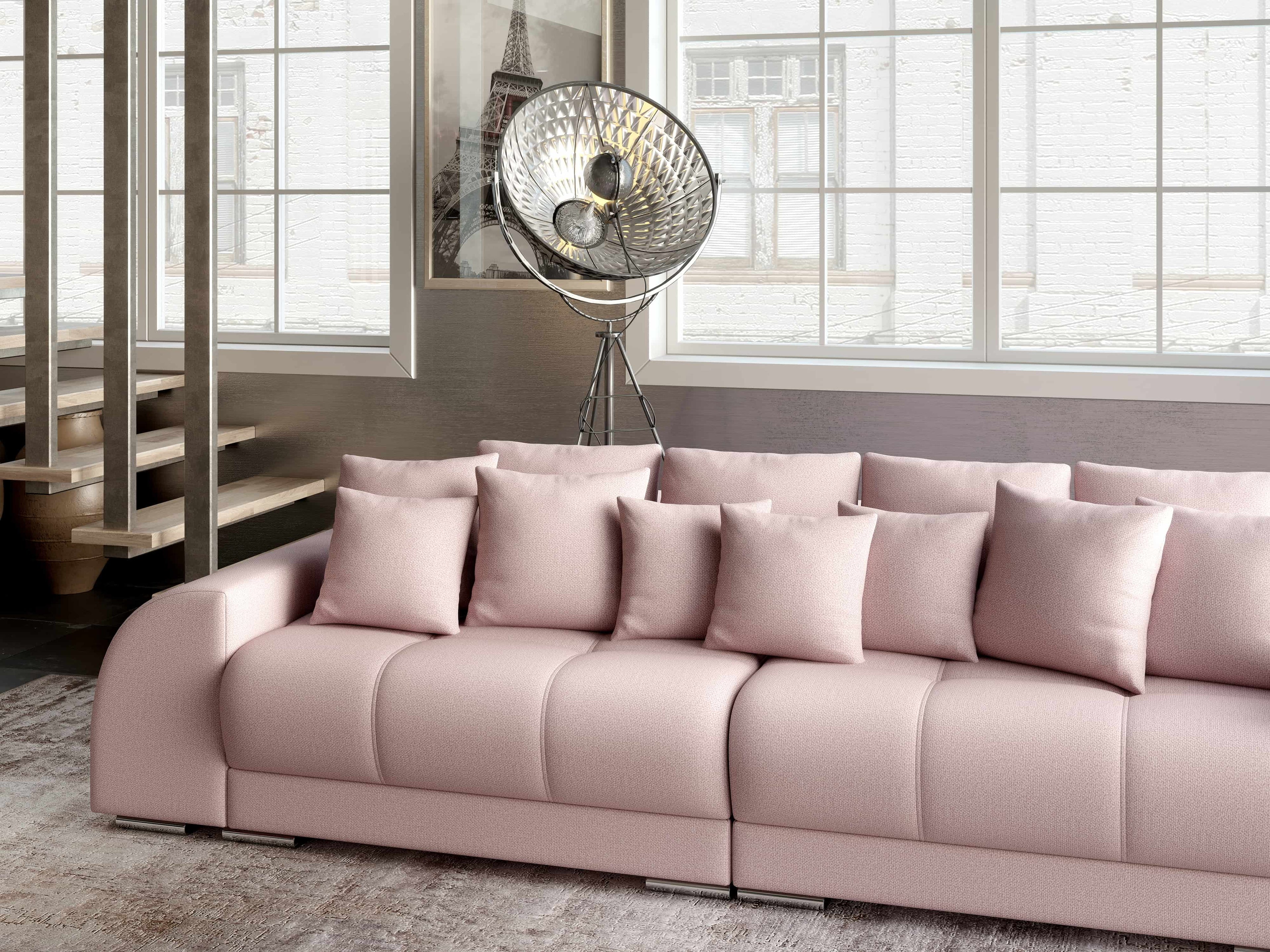 Canapea extensibilă dumonde cu 2 lăzi de depozitare si sezut confortabil din spuma high-density, Verona Enjoy Flamingo 310x100 cm