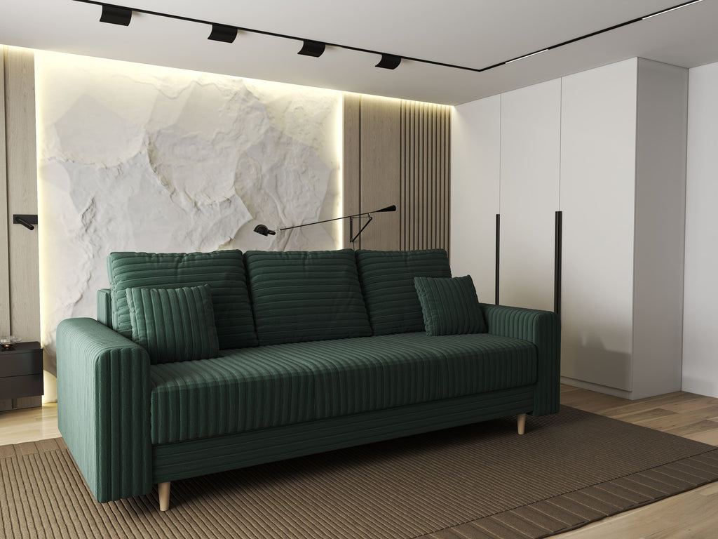 Canapea extensibilă dumonde cu ladă de depozitare si sezut confortabil din spuma high-density, Kronos Ambience Verde 210x100 cm