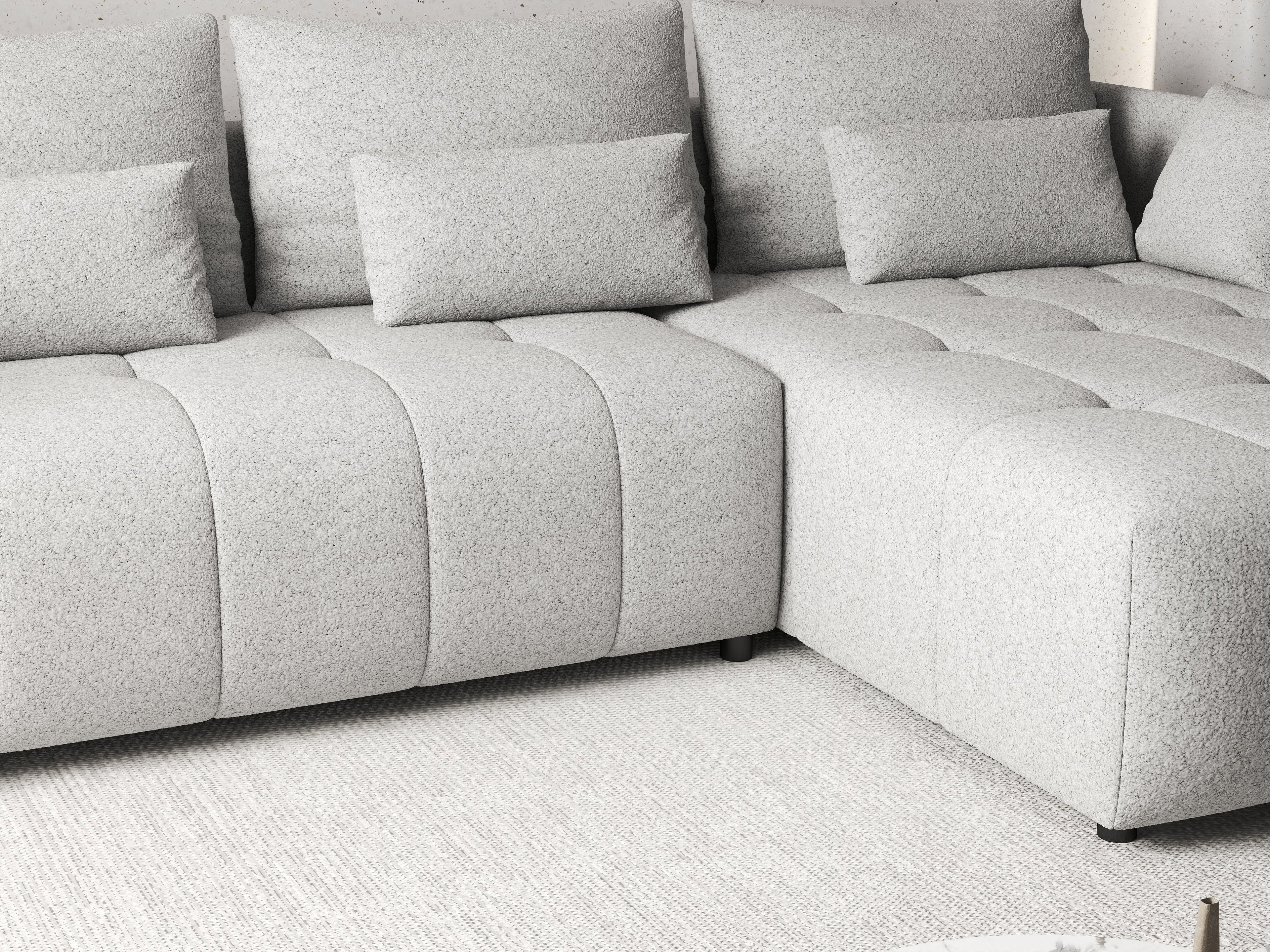Colțar extensibil dumonde cu ladă de depozitare si sezut confortabil din spuma high-density, Malta Euphoria Dove 235x185 cm