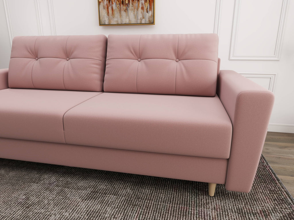 Canapea extensibilă dumonde cu ladă de depozitare si sezut confortabil din spuma high-density, Summer Royal Roz 225x100 cm