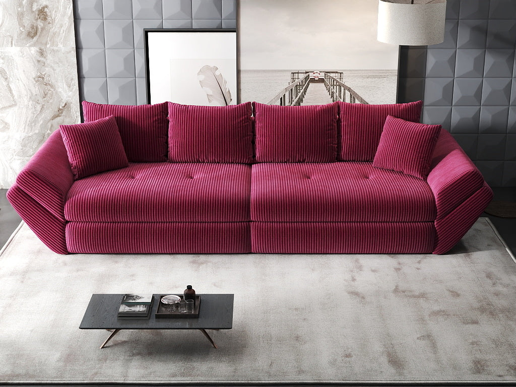 Canapea extensibilă dumonde cu ladă de depozitare si sezut confortabil din spuma high-density, Loana Zoom Rosu 300x100 cm