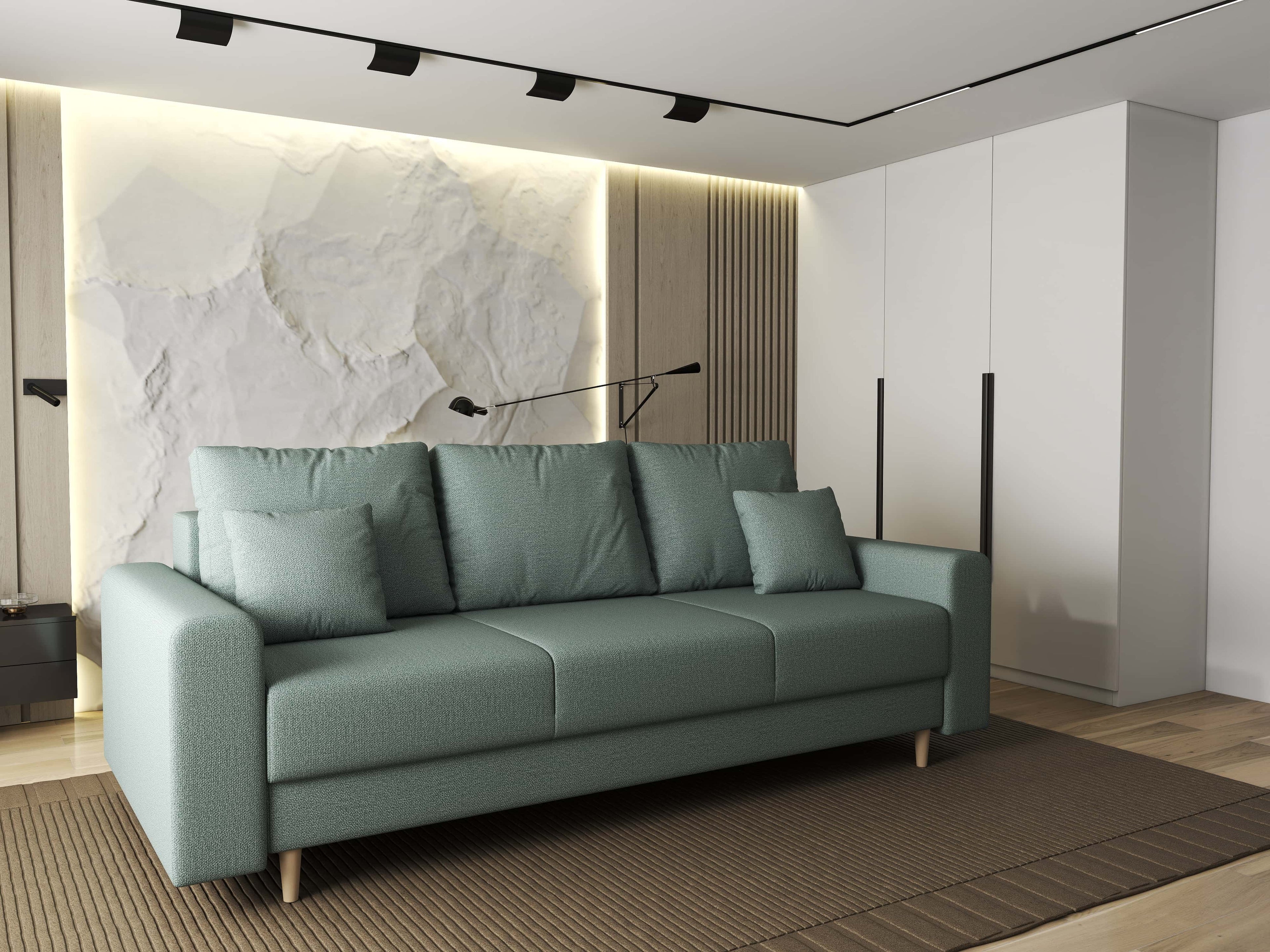 Canapea extensibilă dumonde cu ladă de depozitare si sezut confortabil din spuma high-density, Kronos Enjoy Mint 210x100 cm