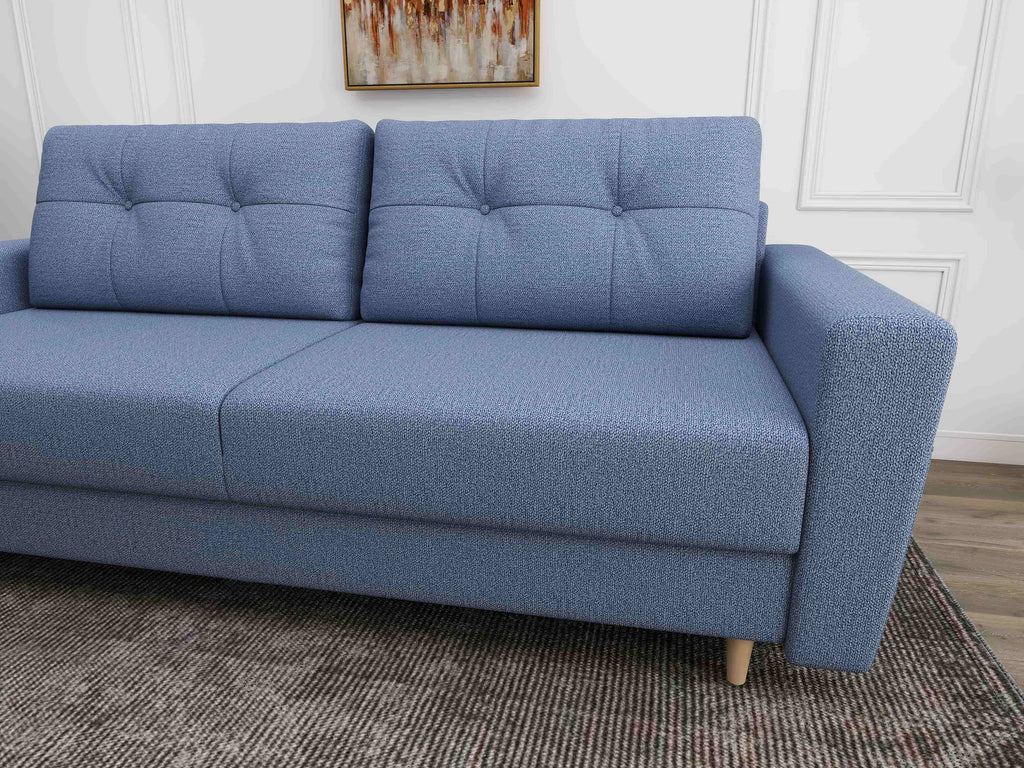 Canapea extensibilă dumonde cu ladă de depozitare si sezut confortabil din spuma high-density, Summer Enjoy Albastru 225x100 cm