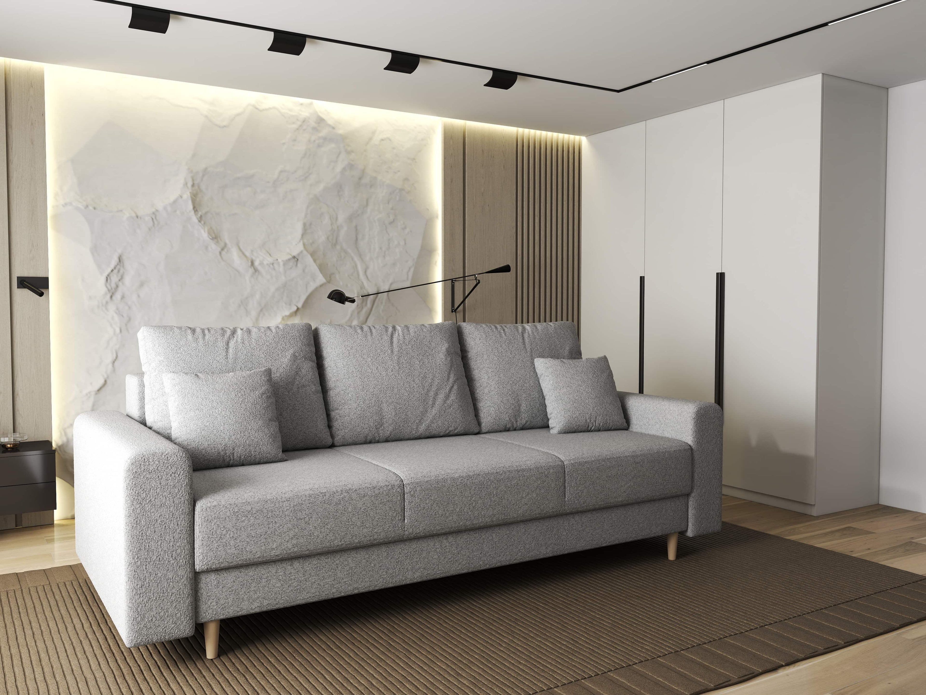 Canapea extensibilă dumonde cu ladă de depozitare si sezut confortabil din spuma high-density, Kronos Euphoria Dove 210x100 cm