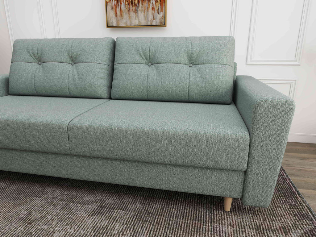Canapea extensibilă dumonde cu ladă de depozitare si sezut confortabil din spuma high-density, Summer Enjoy Mint 225x100 cm