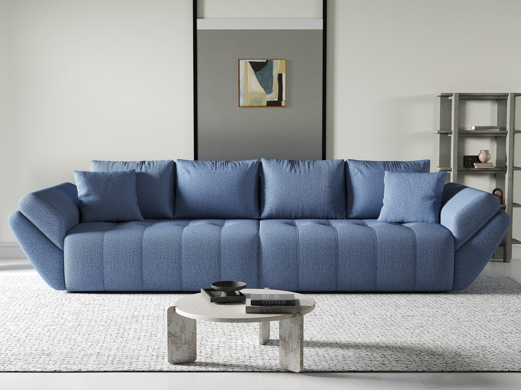 Canapea extensibilă dumonde cu ladă de depozitare si sezut confortabil din spuma high-density, Berlin Enjoy Blue 300x100 cm