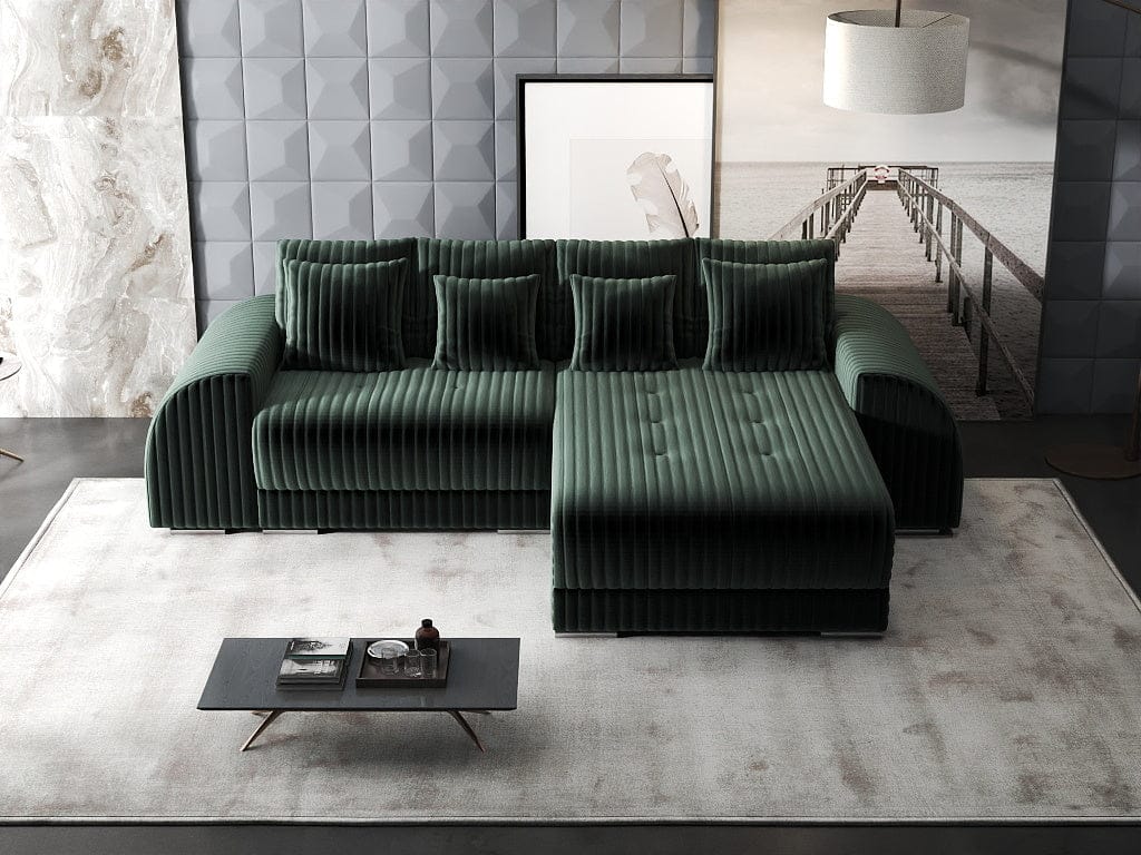 Colțar extensibil dumonde cu ladă de depozitare si sezut confortabil din spuma high-density, Verona Ambience Verde II 290x185 cm