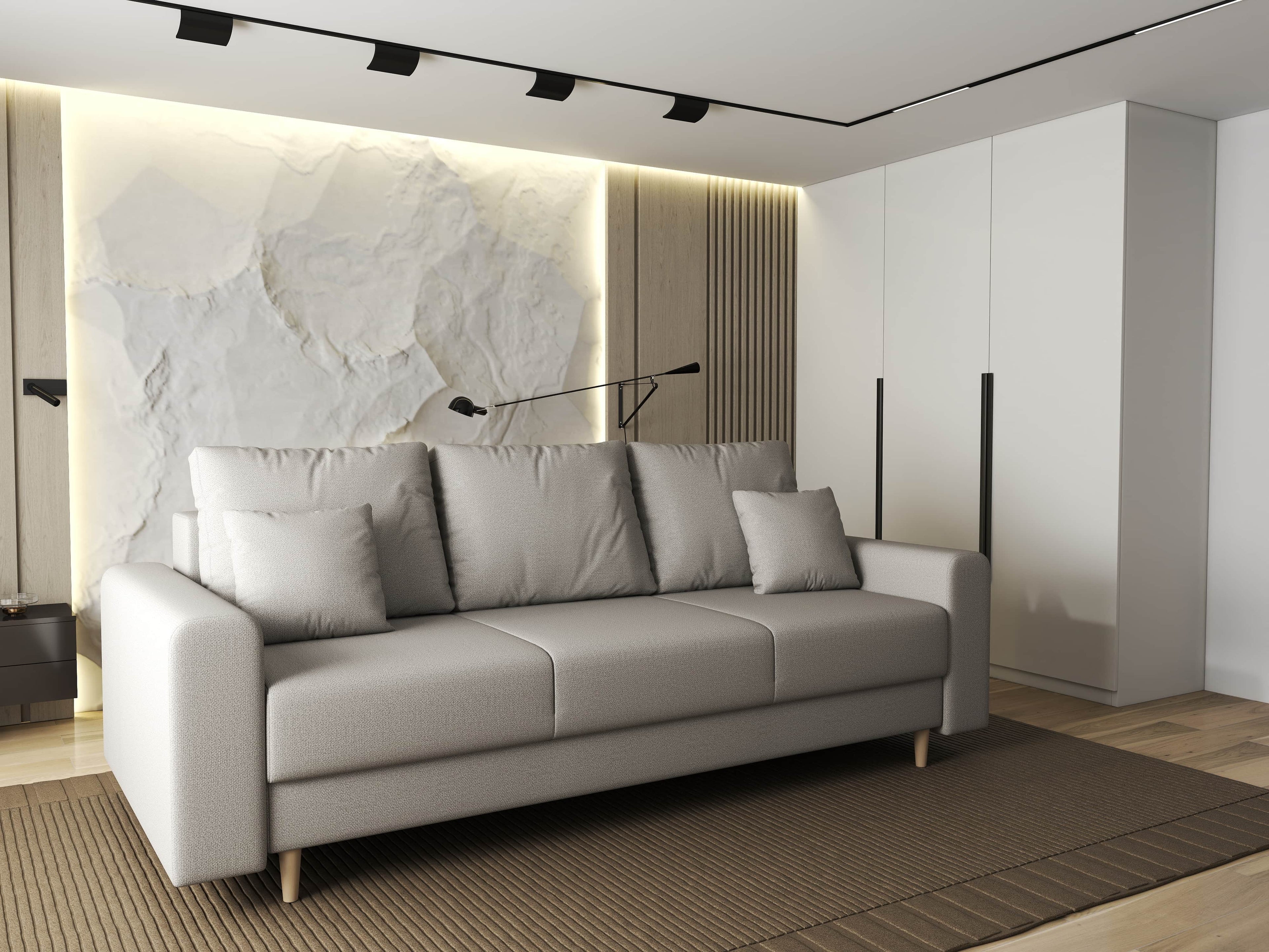 Canapea extensibilă dumonde cu ladă de depozitare si sezut confortabil din spuma high-density, Kronos Enjoy Bej 210x100 cm