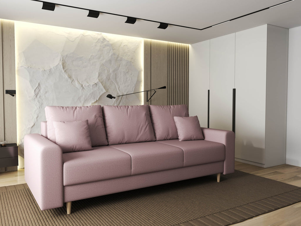 Canapea extensibilă dumonde cu ladă de depozitare si sezut confortabil din spuma high-density, Kronos Enjoy Flamingo 210x100 cm