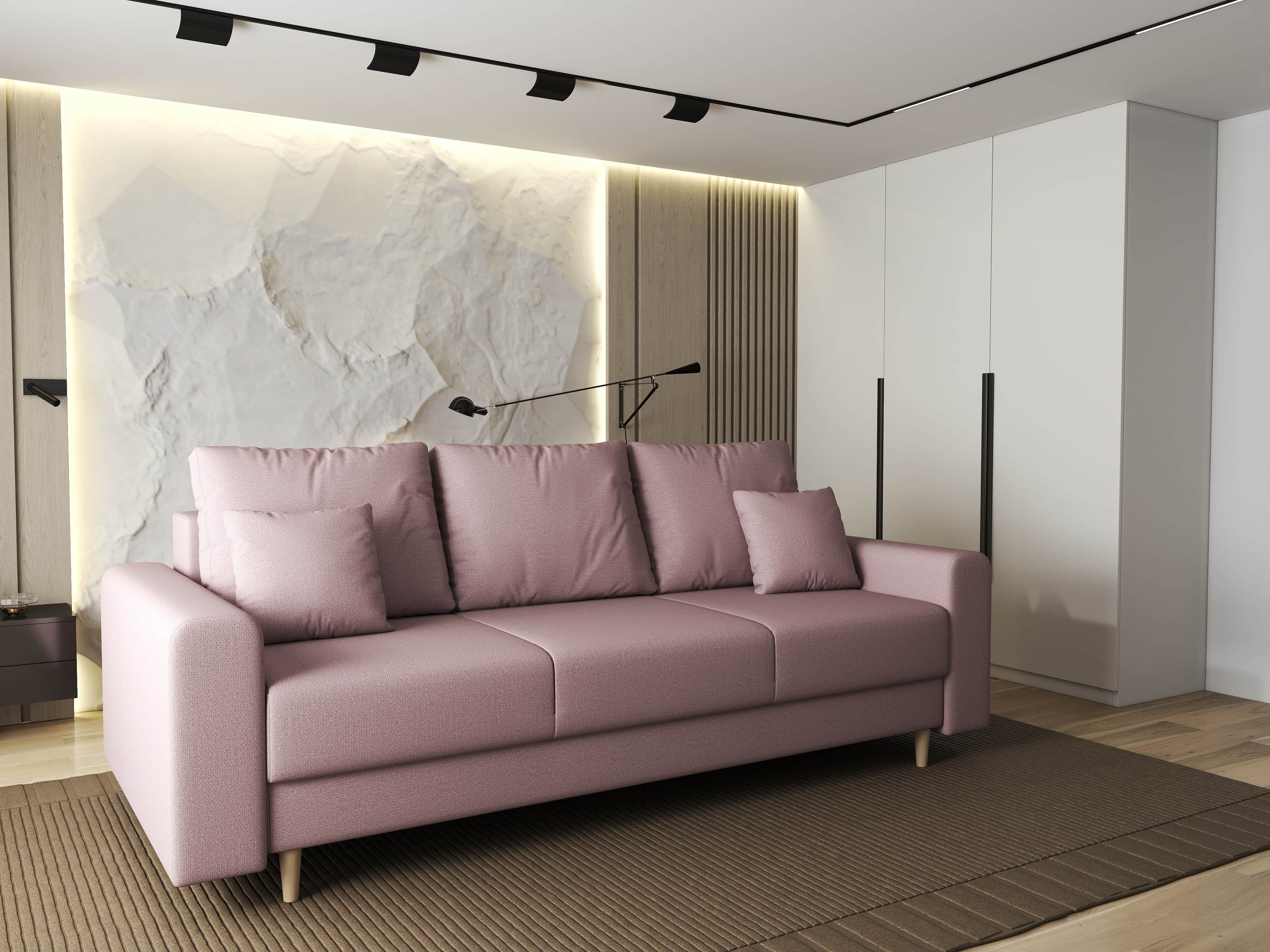 Canapea extensibilă dumonde cu ladă de depozitare si sezut confortabil din spuma high-density, Kronos Enjoy Flamingo 210x100 cm