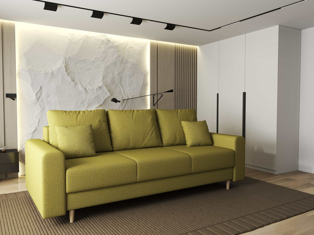 Canapea extensibilă dumonde cu ladă de depozitare si sezut confortabil din spuma high-density, Kronos Enjoy Verde 210x100 cm