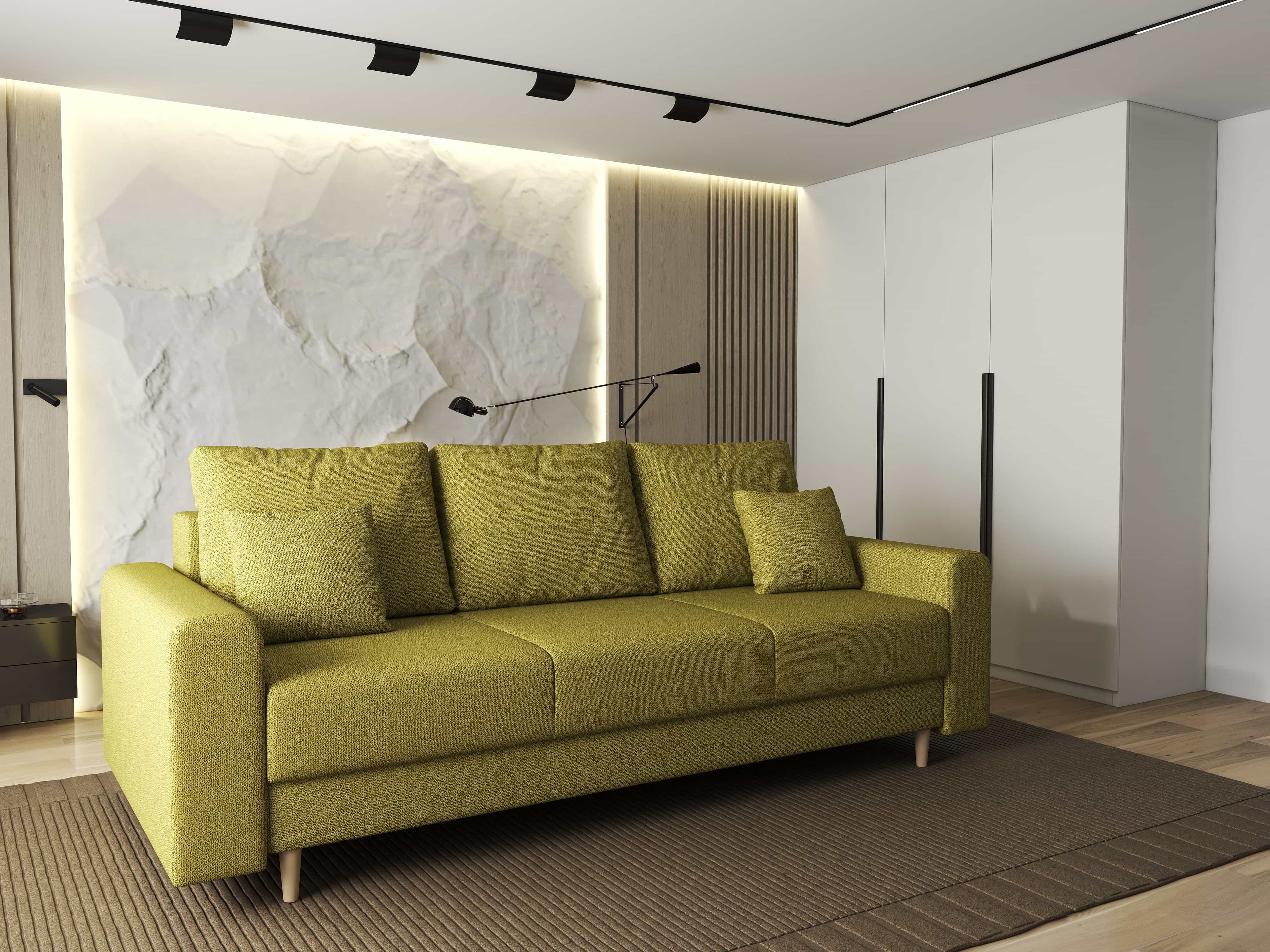 Canapea extensibilă dumonde cu ladă de depozitare si sezut confortabil din spuma high-density, Kronos Enjoy Verde 210x100 cm