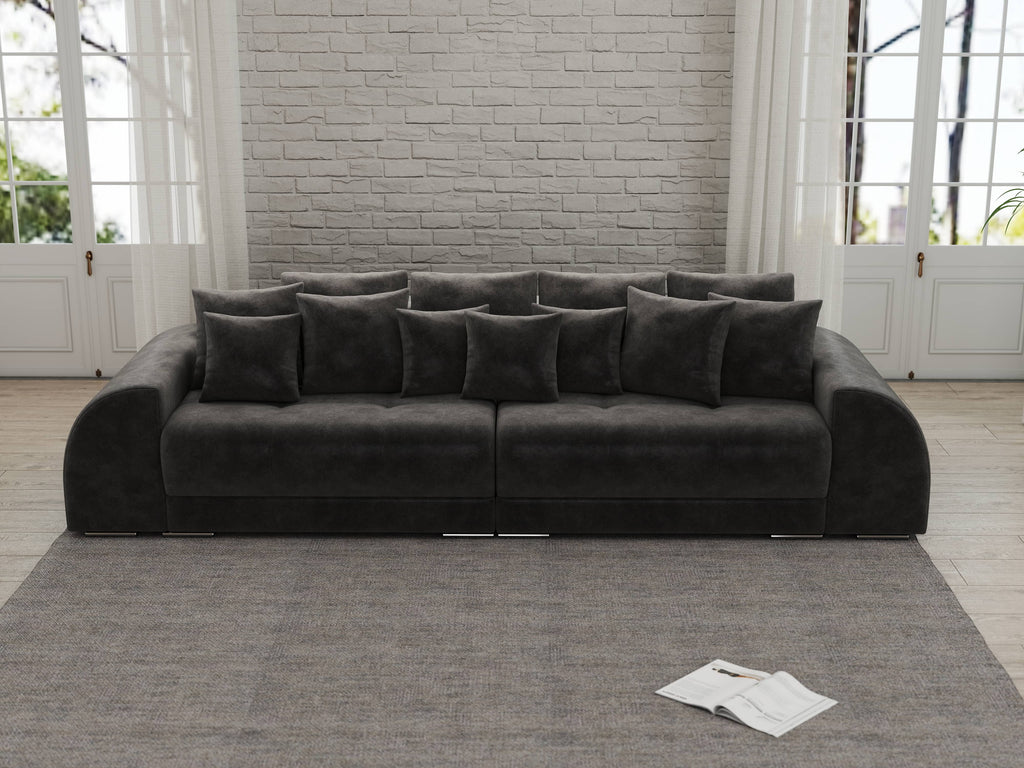 Canapea extensibilă dumonde cu 2 lăzi de depozitare si sezut confortabil din spuma high-density, Verona Tobago Anthracit 310x100 cm