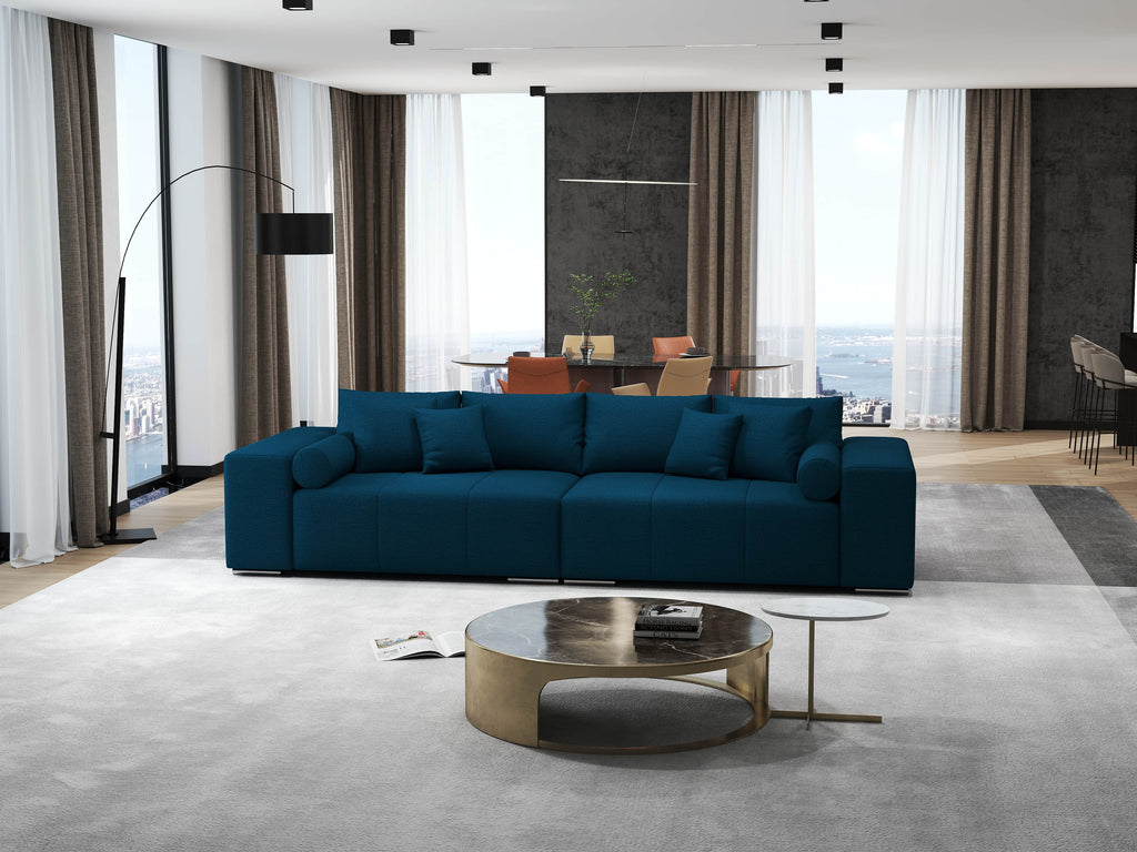 Canapea extensibilă dumonde cu ladă de depozitare si sezut confortabil din spuma high-density, Marbela Enjoy Petrol XXL 295x100 cm