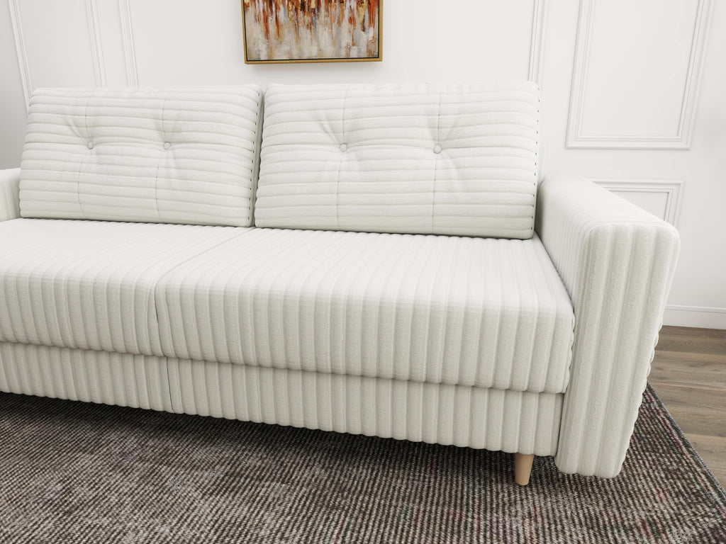 Canapea extensibilă dumonde cu ladă de depozitare si sezut confortabil din spuma high-density, Summer Ambience Ivory 225x100 cm