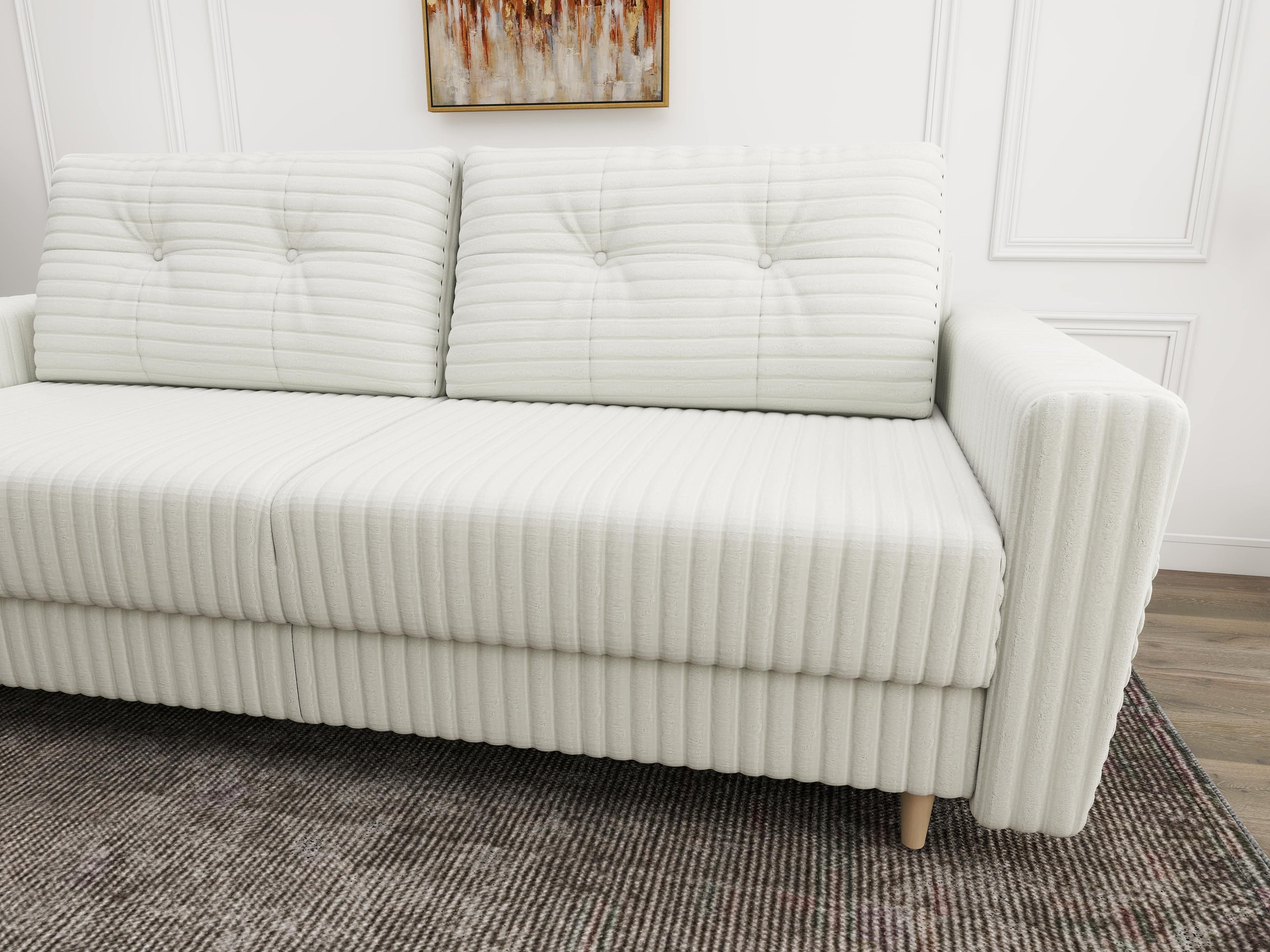 Canapea extensibilă dumonde cu ladă de depozitare si sezut confortabil din spuma high-density, Summer Ambience Ivory 225x100 cm