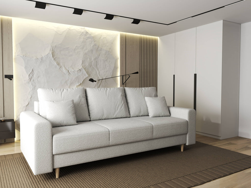 Canapea extensibilă dumonde cu ladă de depozitare si sezut confortabil din spuma high-density, Kronos Euphoria Ivory 210x100 cm