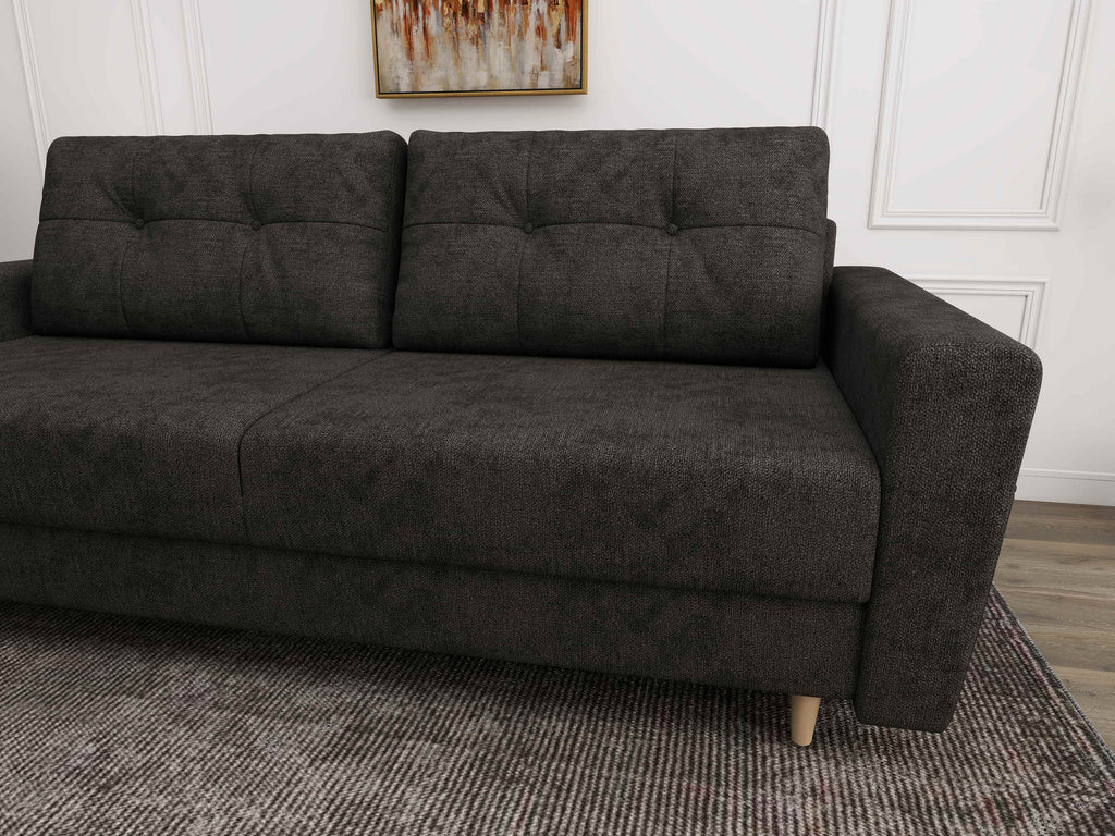Canapea extensibilă dumonde cu ladă de depozitare si sezut confortabil din spuma high-density, Summer Enjoy Negru 225x100 cm