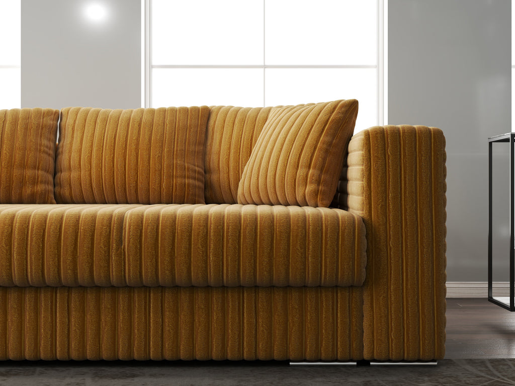 Canapea extensibilă dumonde cu ladă de depozitare si sezut confortabil din spuma high-density, Gloria Ambience Mustar 240x100 cm