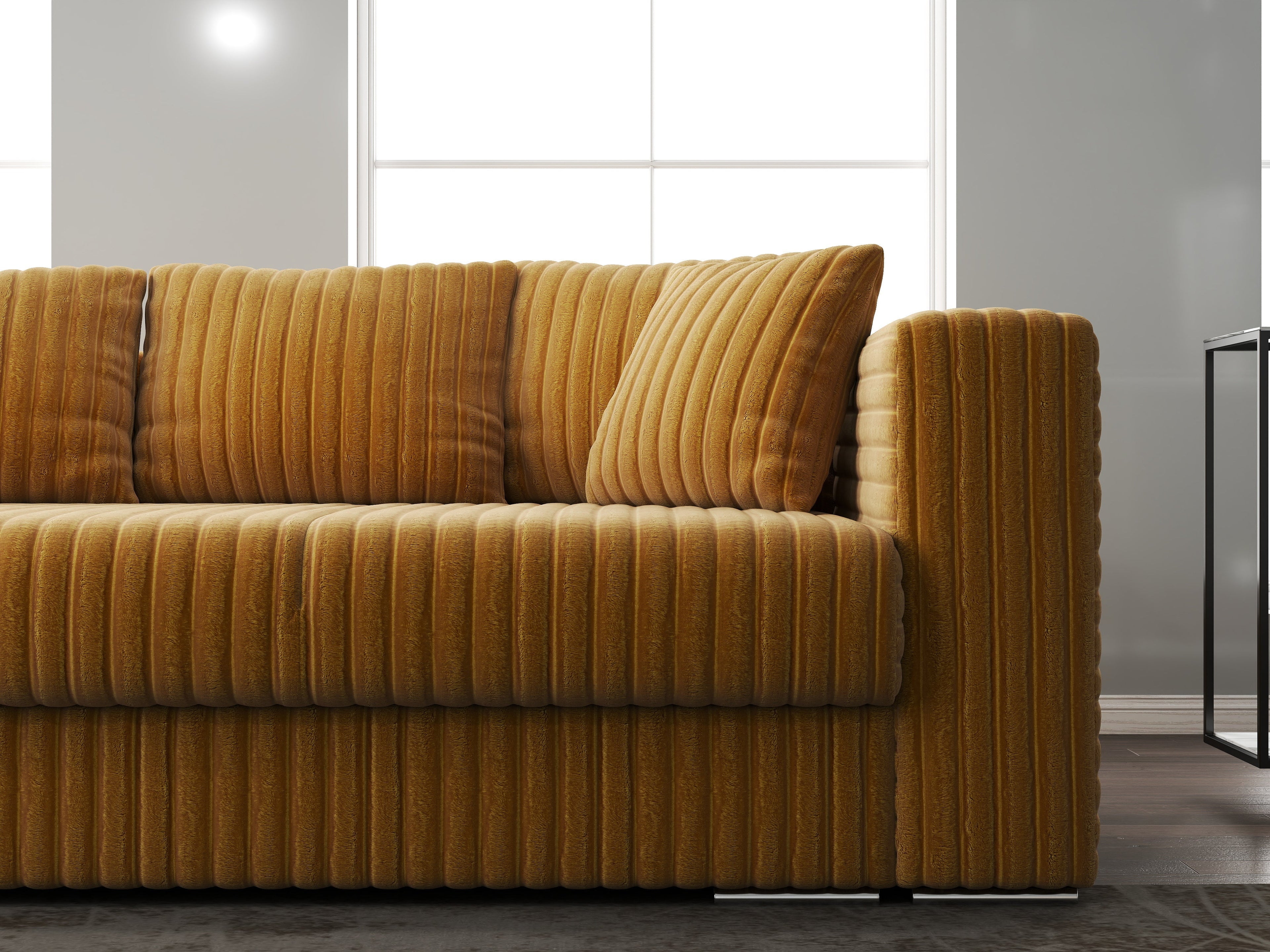 Canapea extensibilă dumonde cu ladă de depozitare si sezut confortabil din spuma high-density, Gloria Ambience Mustar 240x100 cm