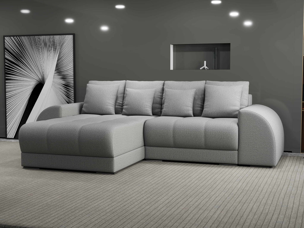 Colțar extensibil dumonde cu ladă de depozitare si sezut confortabil din spuma high-density, Verona Enjoy Gri 290x185 cm