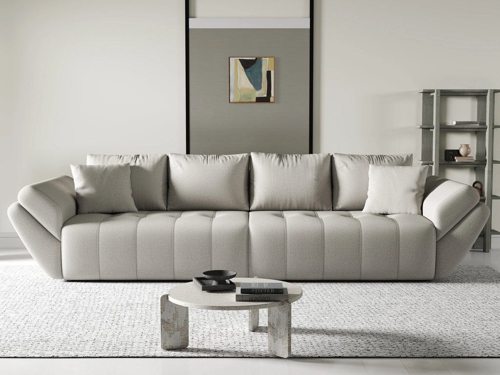 Canapea extensibilă dumonde cu ladă de depozitare si sezut confortabil din spuma high-density, Berlin Enjoy Beige 300x100 cm