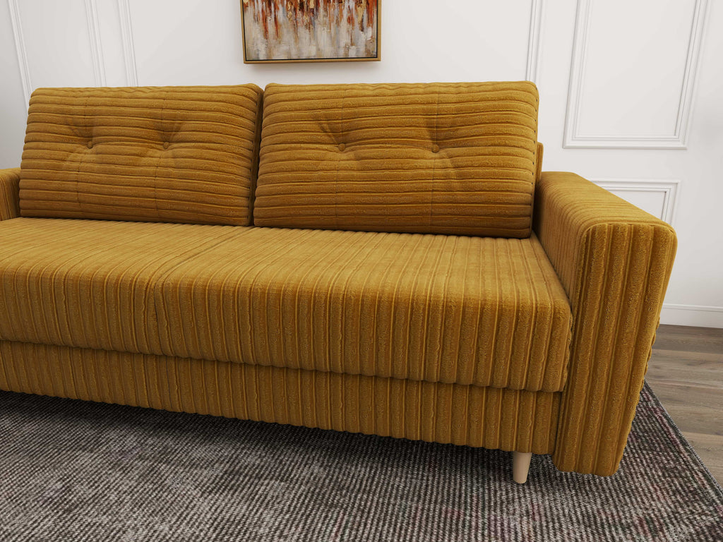 Canapea extensibilă dumonde cu ladă de depozitare si sezut confortabil din spuma high-density, Summer Ambience Mustar 225x100 cm
