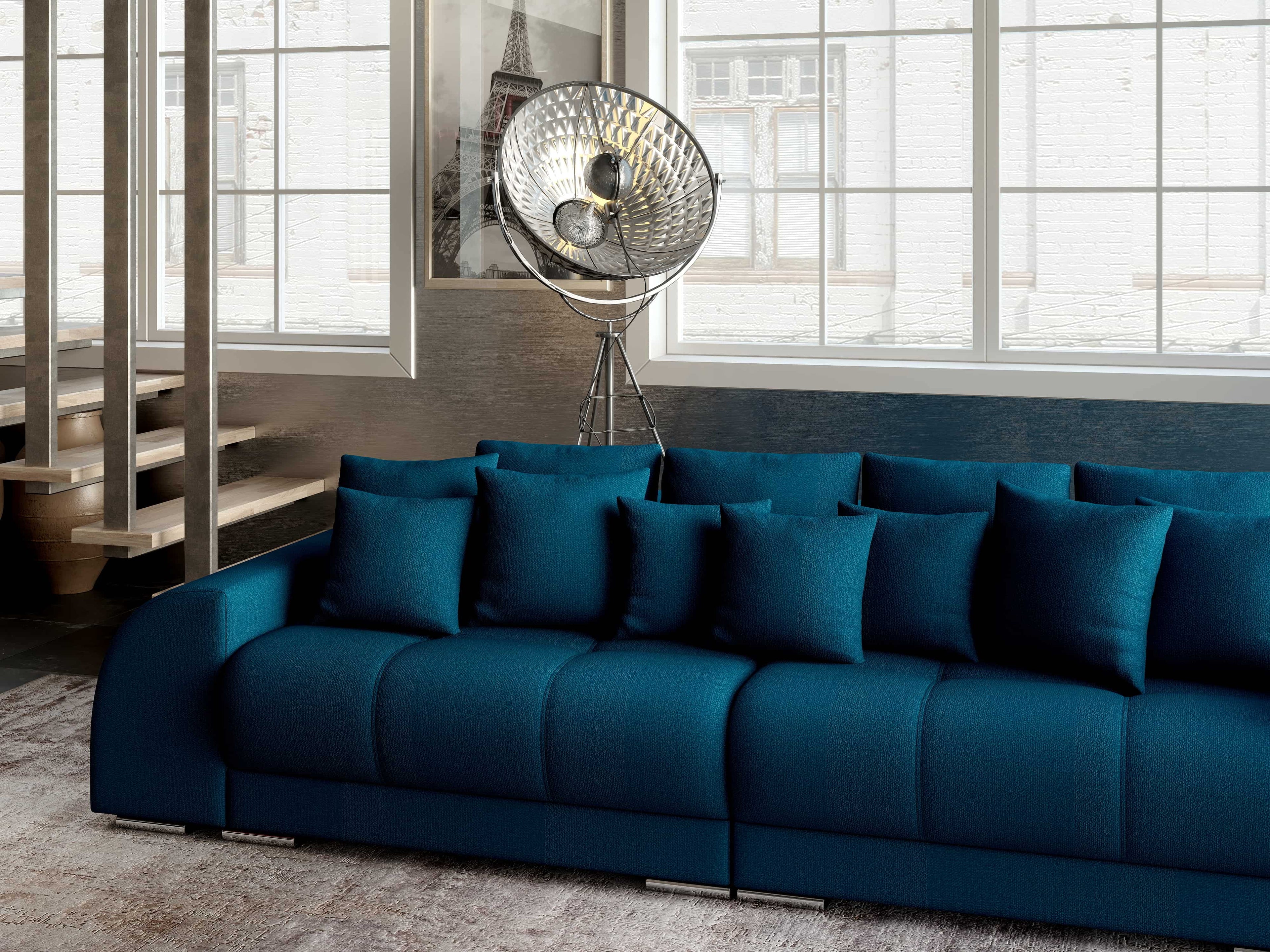 Canapea extensibilă dumonde cu 2 lăzi de depozitare si sezut confortabil din spuma high-density, Verona Enjoy Petrol 310x100 cm