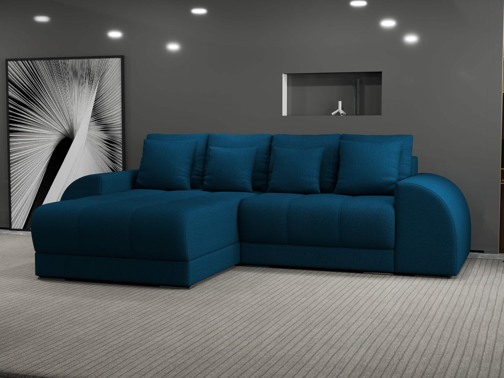 Colțar extensibil dumonde cu ladă de depozitare si sezut confortabil din spuma high-density, Verona Enjoy Petrol 290x185 cm
