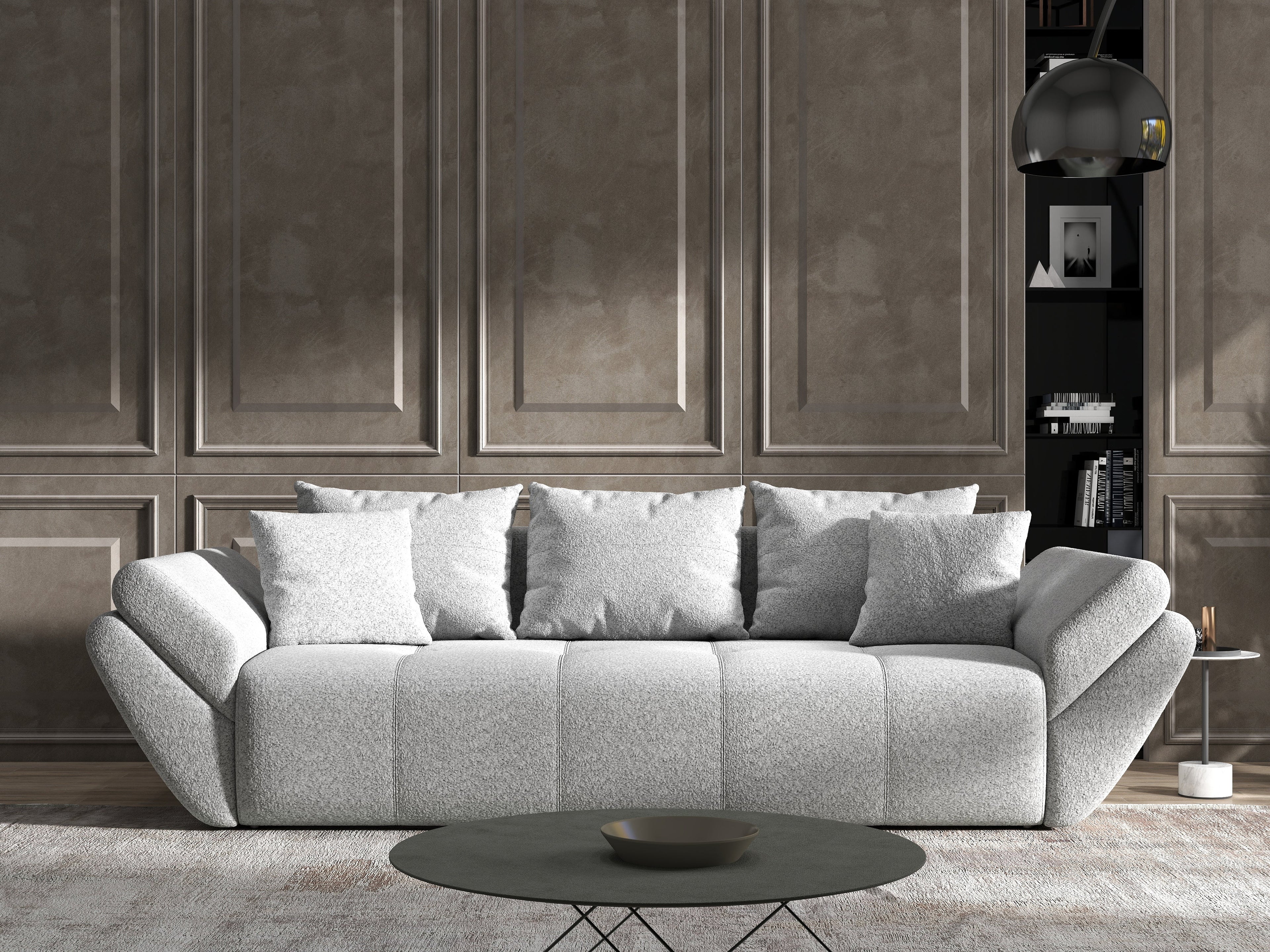 Canapea extensibilă dumonde cu ladă de depozitare si sezut confortabil din spuma high-density, Berlin Euphoria Dove 250x100 cm