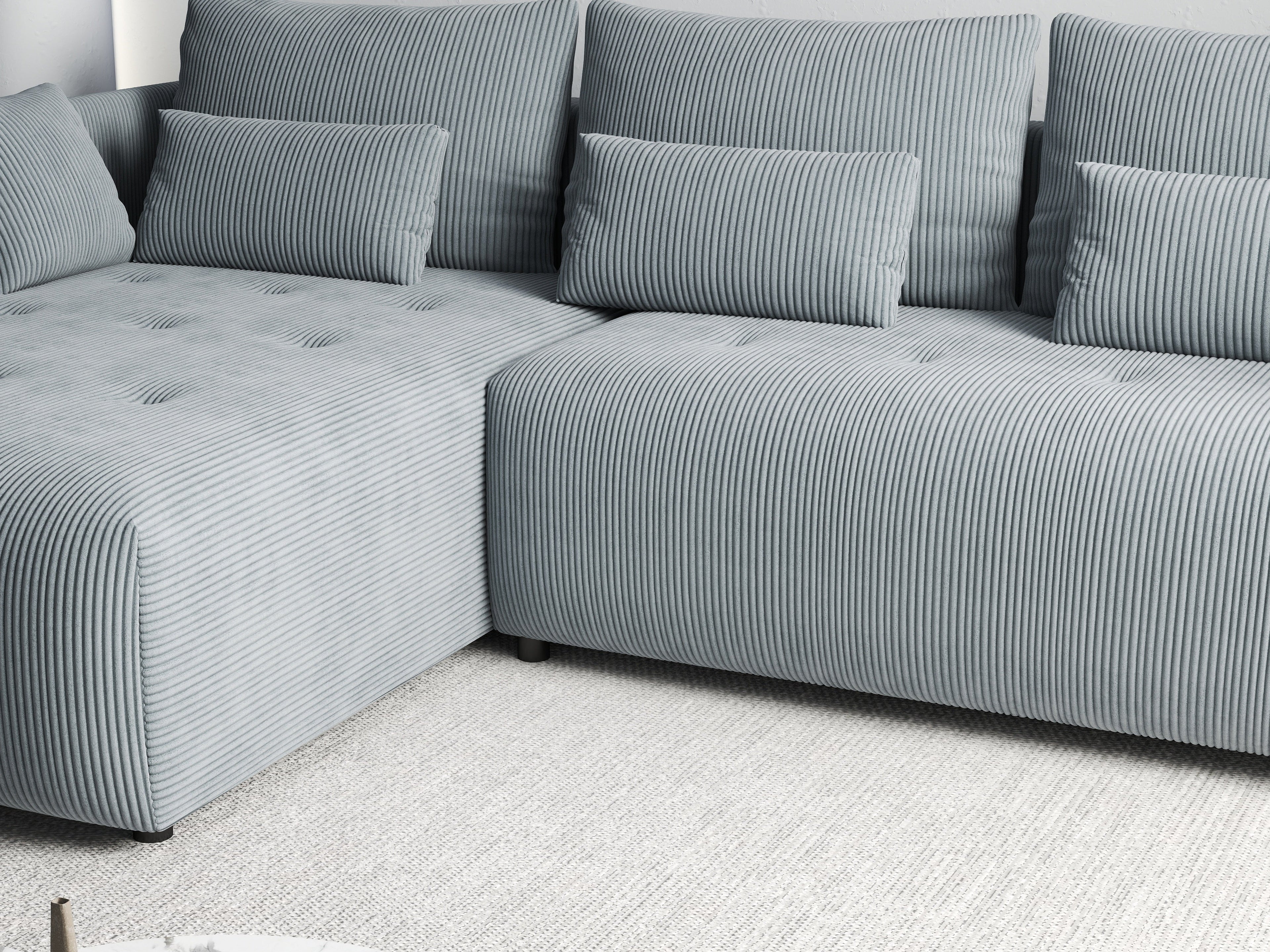 Colțar extensibil dumonde cu ladă de depozitare si sezut confortabil din spuma high-density, Malta Zoom Grey 235x185 cm
