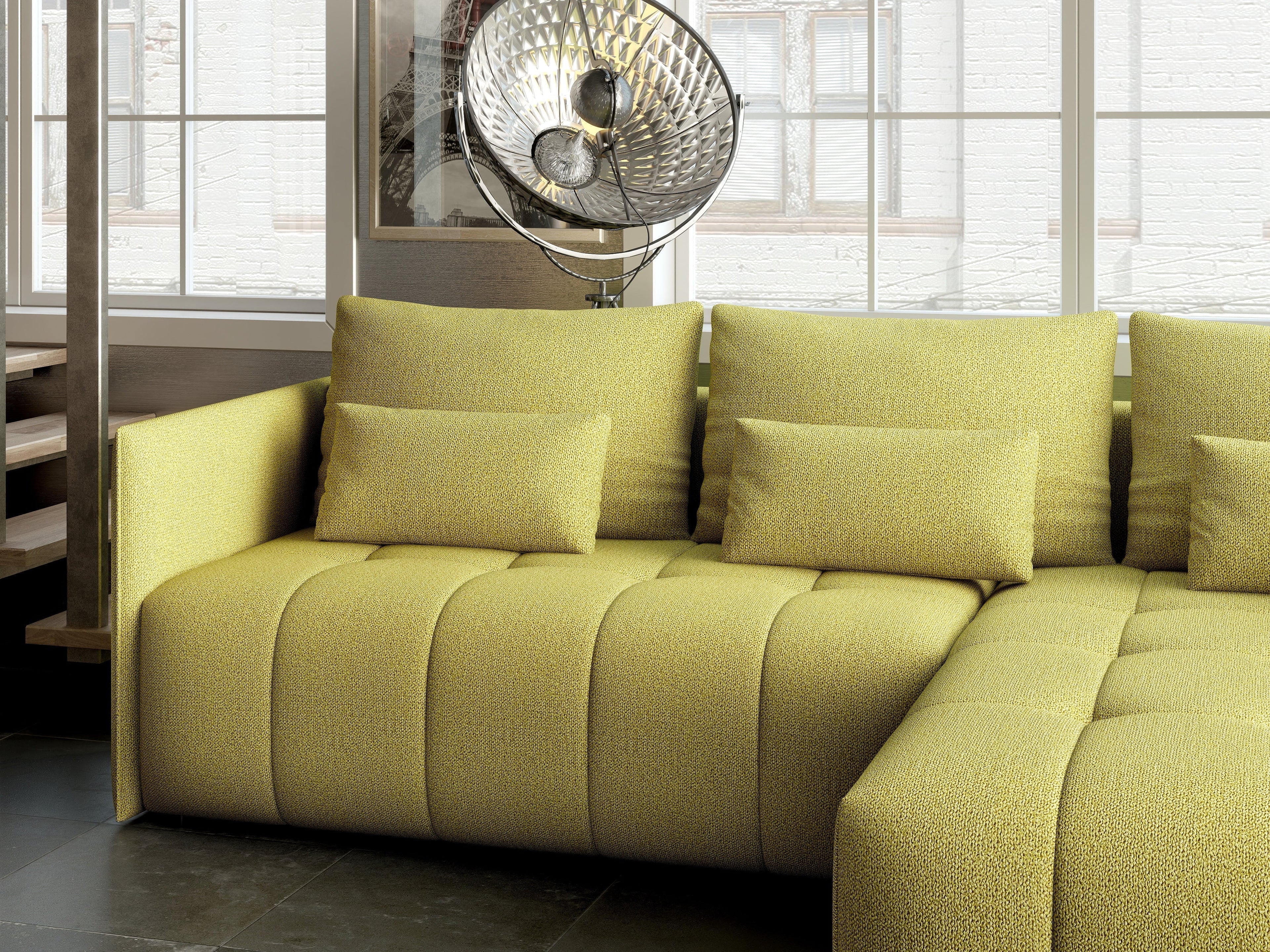 Colțar extensibil dumonde cu ladă de depozitare si sezut confortabil din spuma high-density, Malta Enjoy Green II 235x185 cm