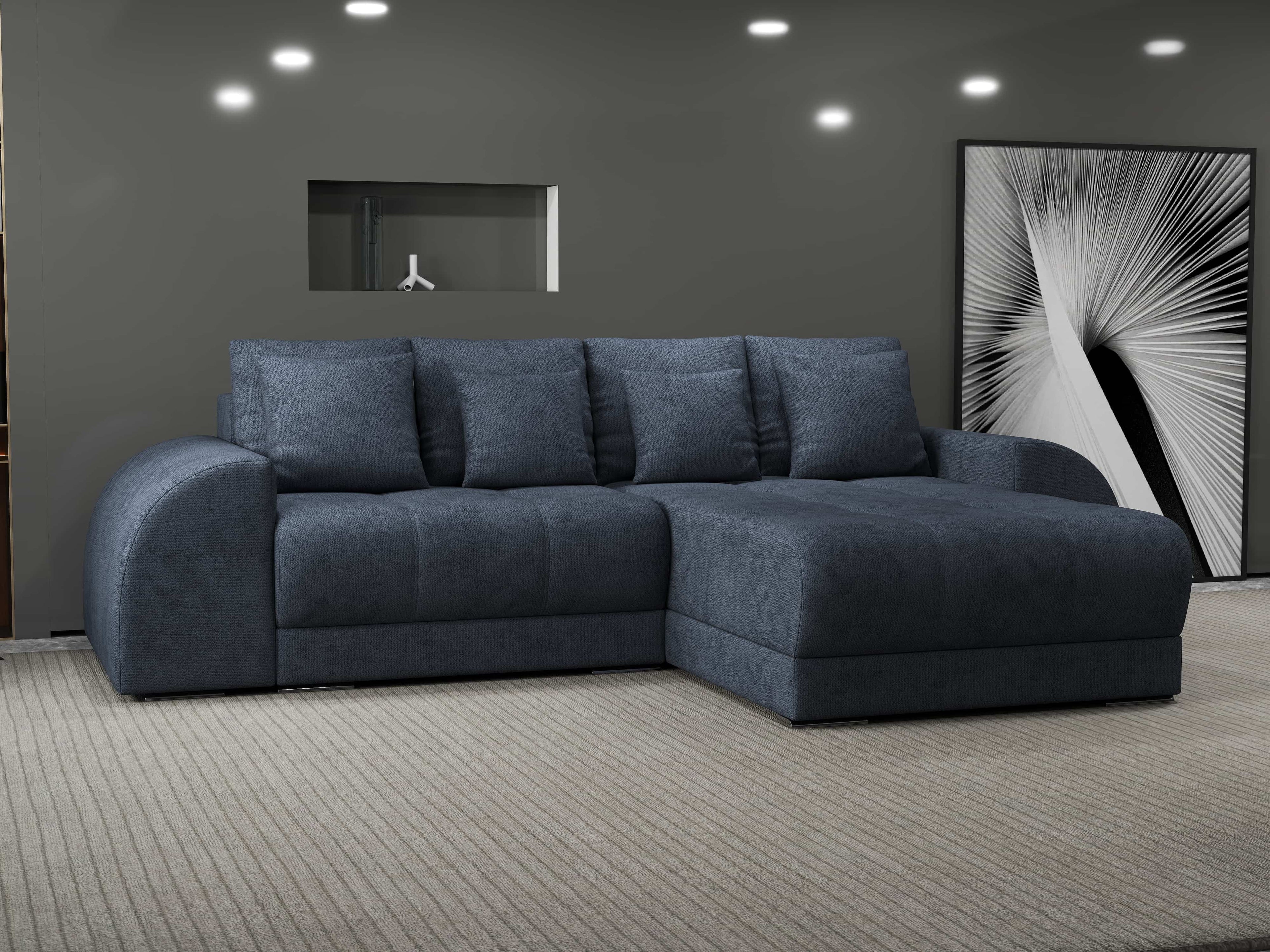 Colțar extensibil dumonde cu ladă de depozitare si sezut confortabil din spuma high-density, Verona Enjoy Antracit II 290x185 cm
