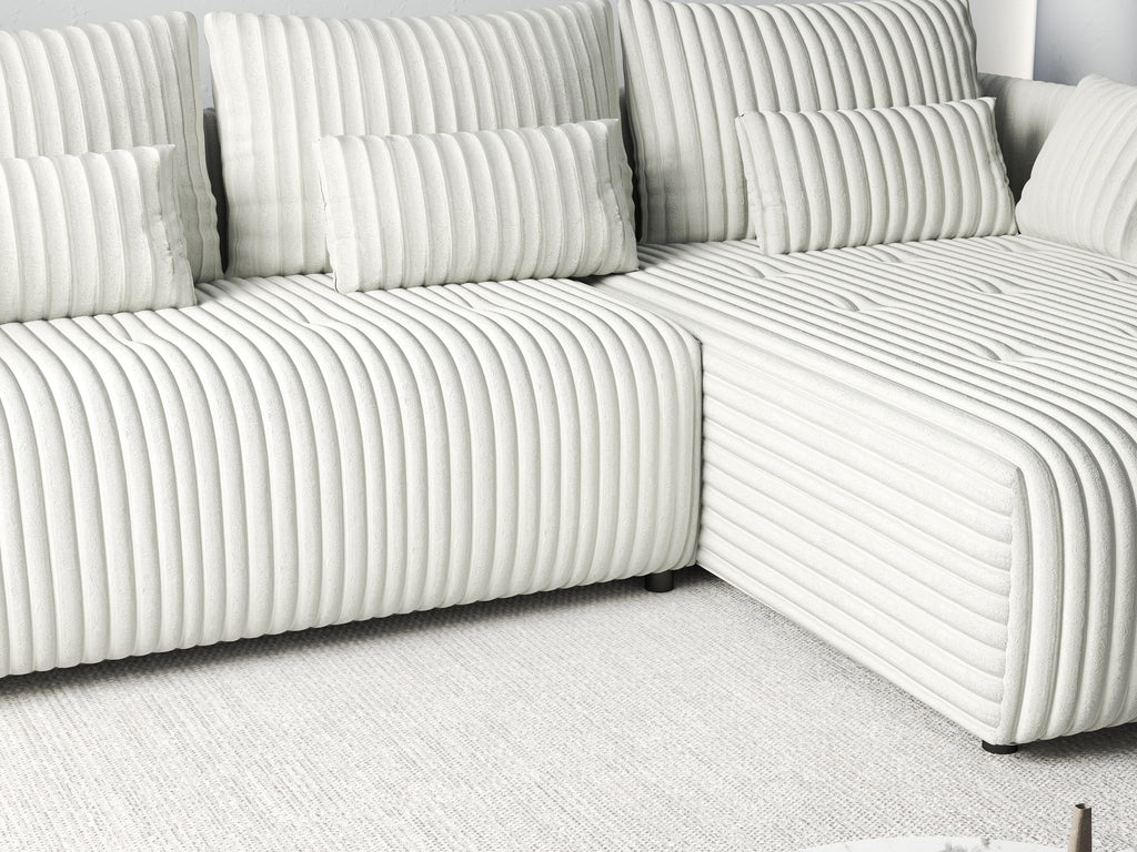 Colțar extensibil dumonde cu ladă de depozitare si sezut confortabil din spuma high-density, Malta Ambience White II 235x185 cm